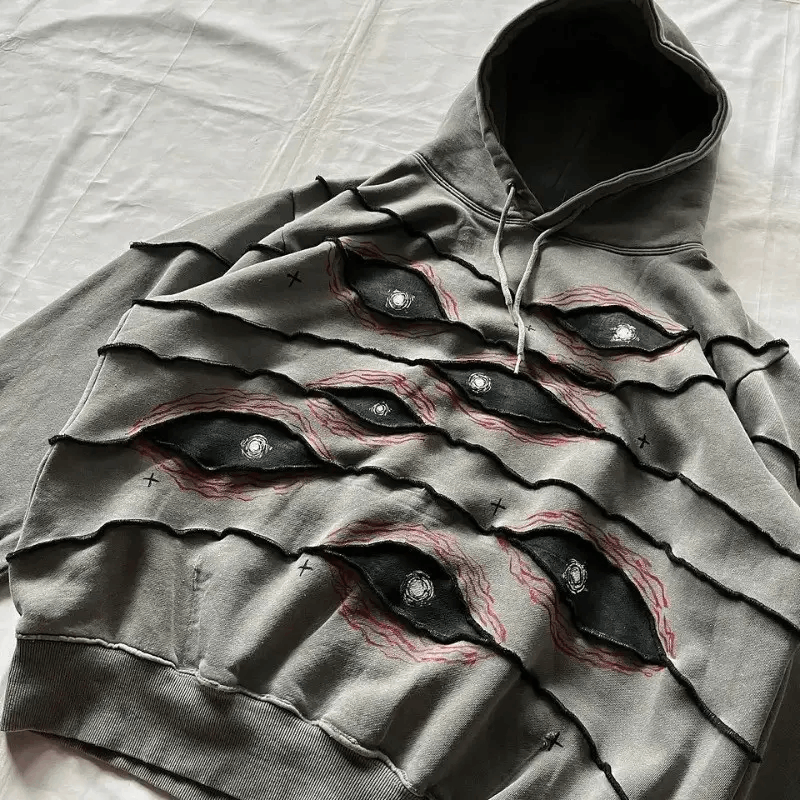 Japanese Brand × Vintage Hip Hop Street Retro Eyes Loose Hooded Sweatshirt Size US L / EU 52-54 / 3 - 1 Thumbnail