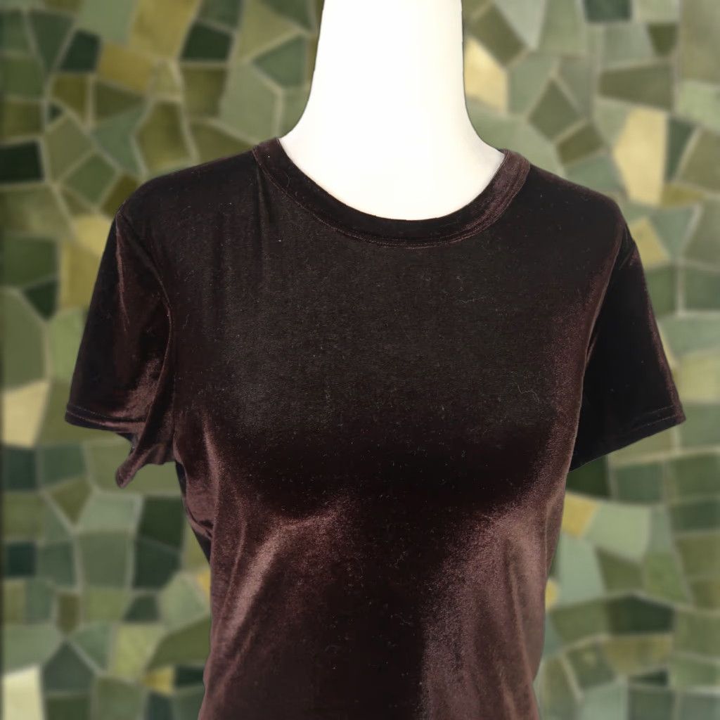 XOXO VINTAGE XOXO T-SHIRT Brown Velvet 90s Short Sleeve M Womens Crew Neck Casual 90s Vintage Velvet T-Shirt Tee Size M / US 6-8 / IT 42-44 - 1 Thumbnail