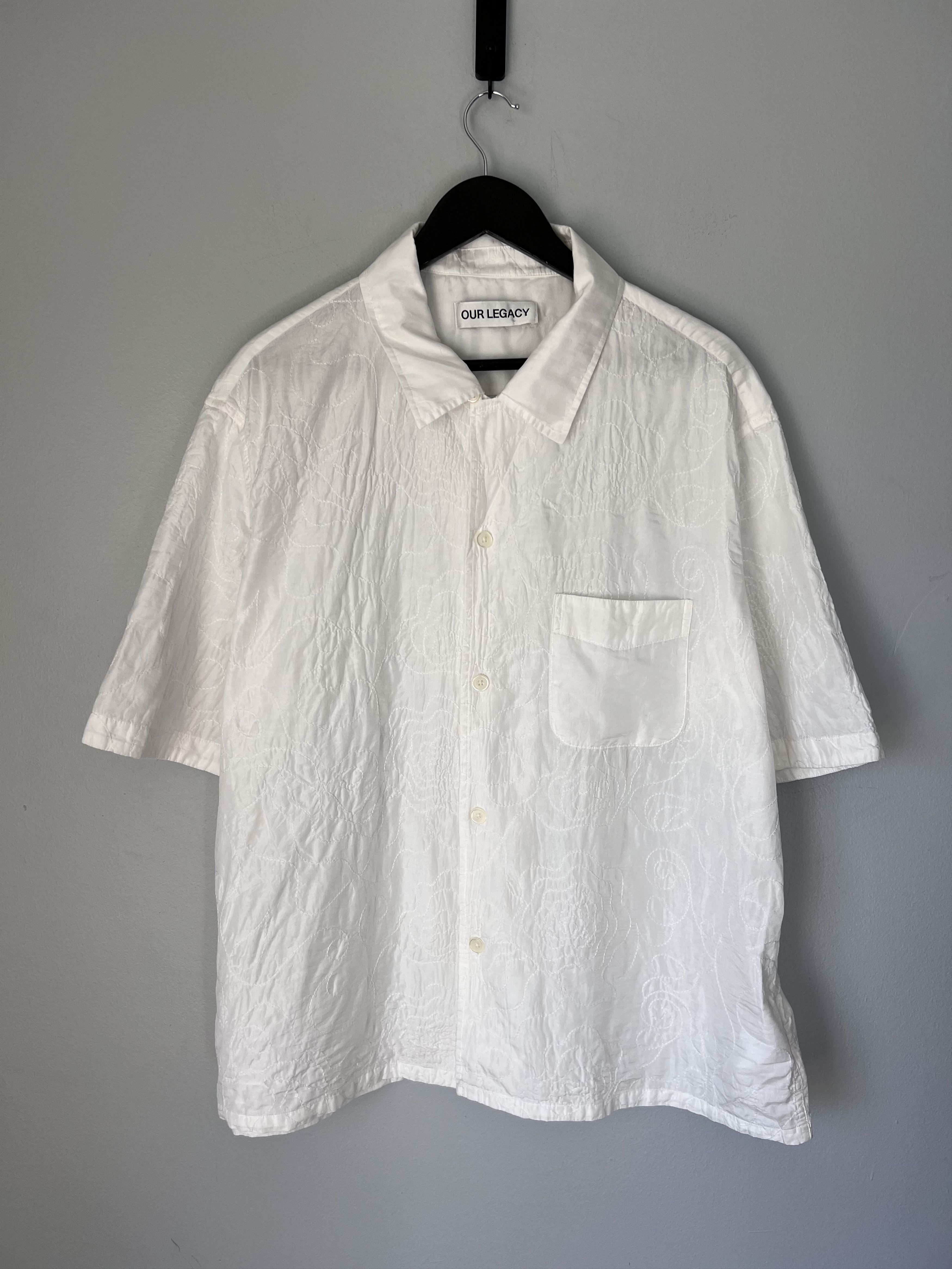 Our Legacy Our Legacy Flower Embroidery Heusen Button Up Shirt in White Size US L / EU 52-54 / 3 - 1 Thumbnail