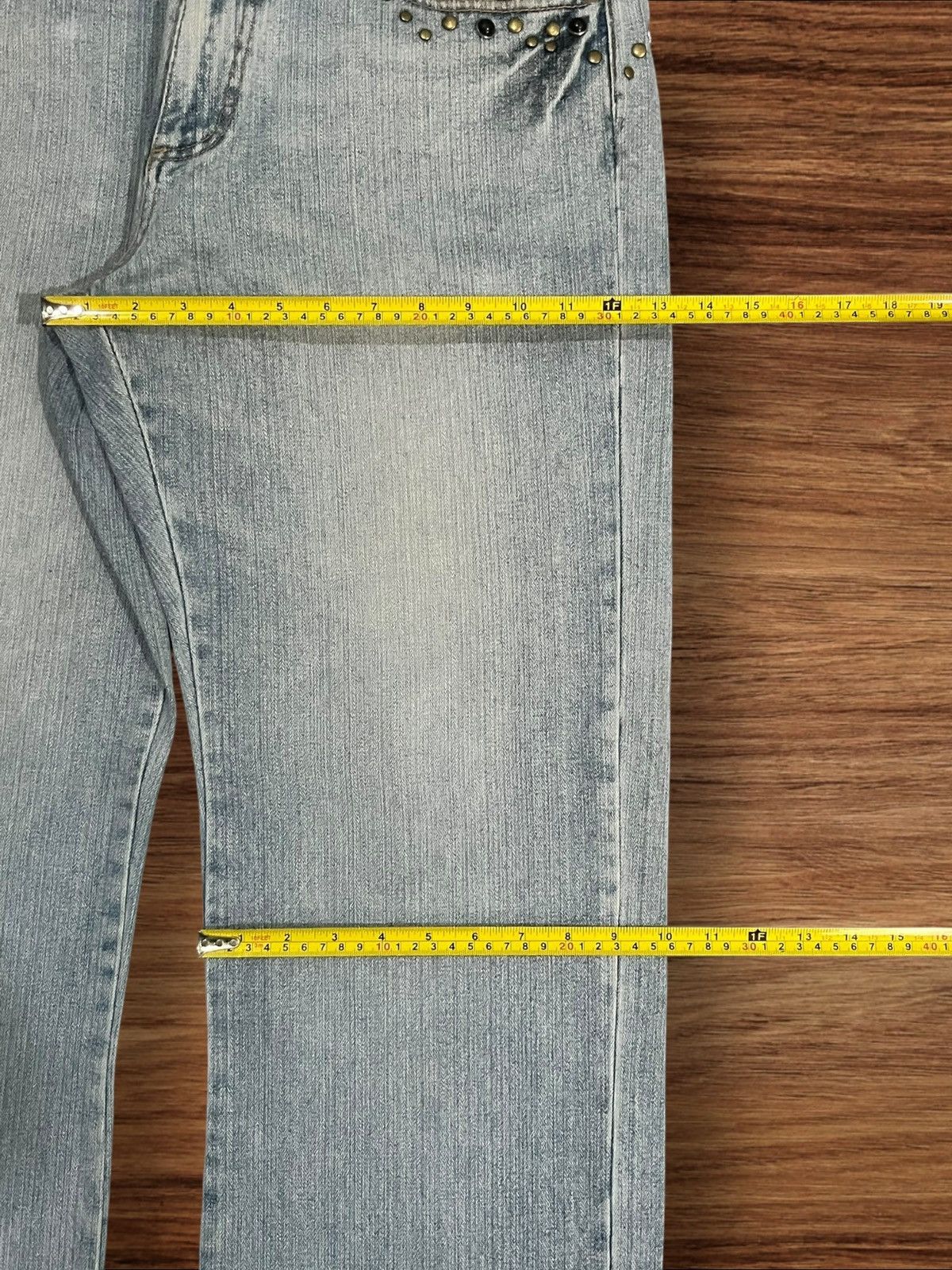Le Grande Bleu (L.G.B.) ⚡️Sick⚡️Japanese Brand Pluvious Rhinestone Frayed Leg Jeans Size US 34 / EU 50 - 17 Thumbnail