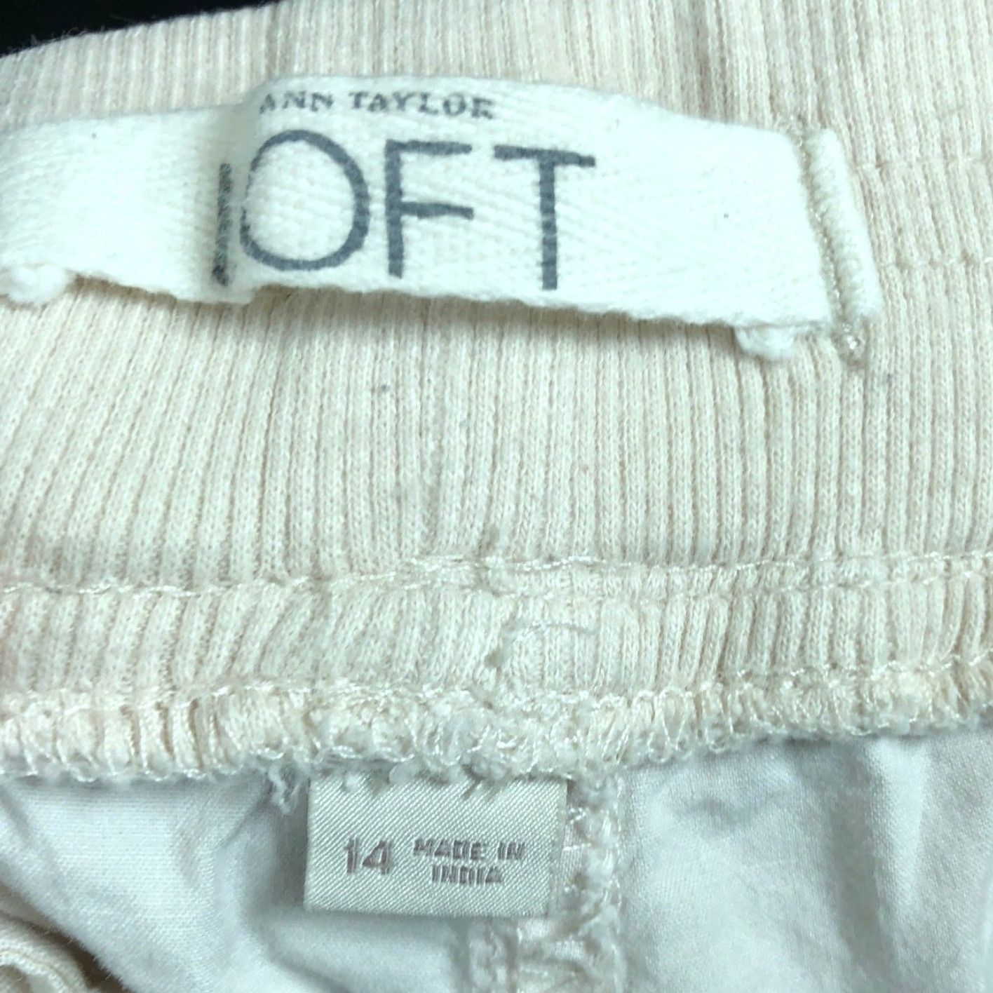 Ann Taylor VINTAGE Ann Taylor LOFT Womens Pants Tan High Rise Drawstring Capri 100% Cotton 14 Size 36" / US 14 / IT 50 - 5 Thumbnail