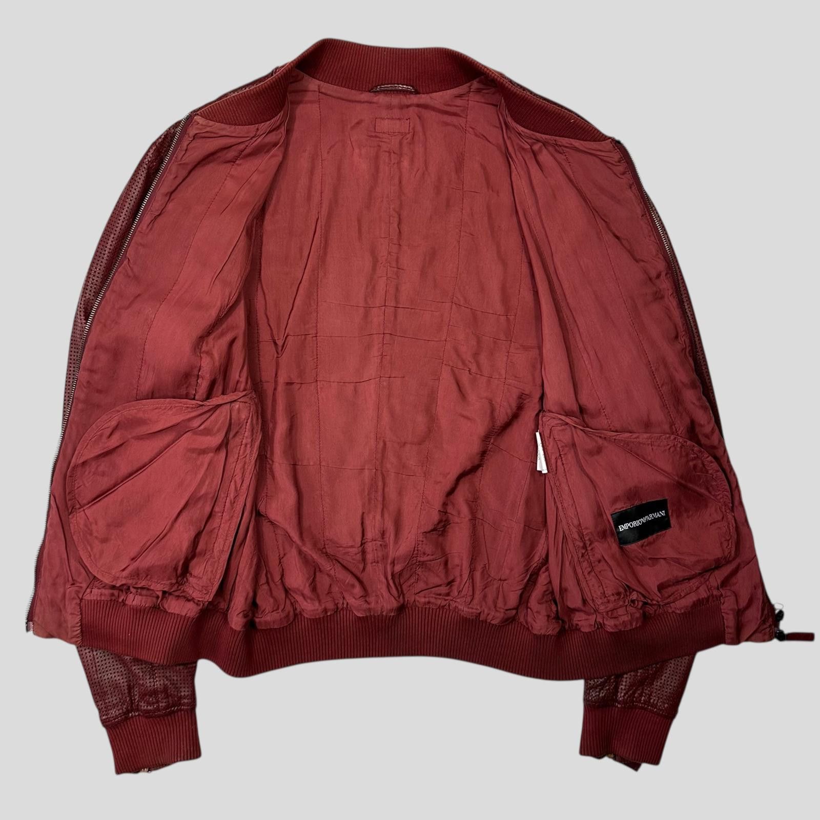Armani Emporio Armani 2009 Perforated Mesh Leather Bomber IT54 (L) Size US L / EU 52-54 / 3 - 8 Thumbnail