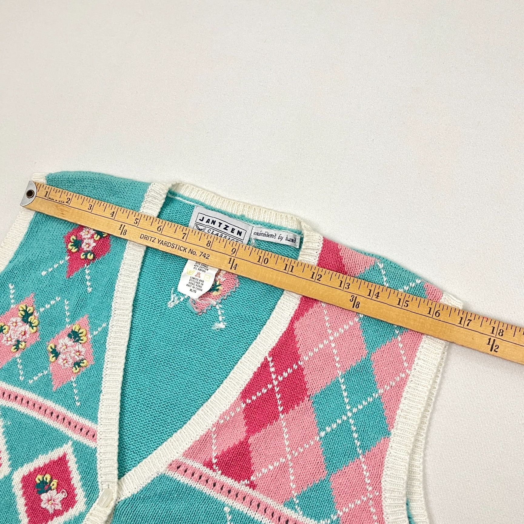 Jantzen VINTAGE Jantzen Sweater Vest Women XL Blue Floral Hand Embroidered Spring Boho Layer Vest Women XL Blue Floral Embroidered Layer Size XL / US 12-14 / IT 48-50 - 6 Thumbnail