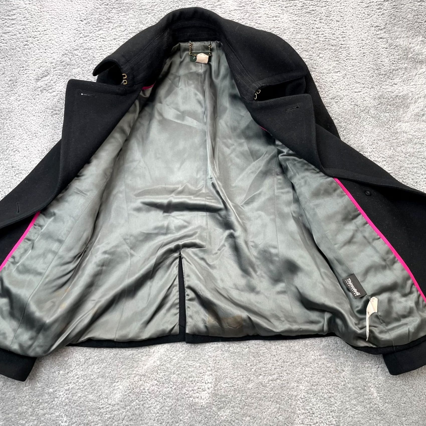 J.Crew VINTAGE J.CREW Coat Wool Pea Coat Womens M Black Lined Pockets Thinsulate Button Short 90s Classic Preppy Size M / US 6-8 / IT 42-44 - 7 Thumbnail