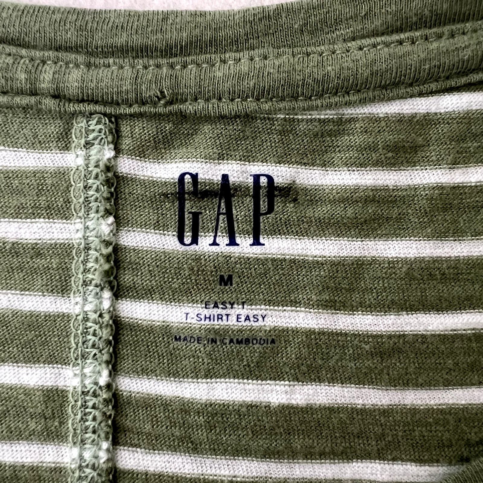 Gap Gap Green Striped Easy Tee Pocket Top Size M / US 6-8 / IT 42-44 - 6 Thumbnail