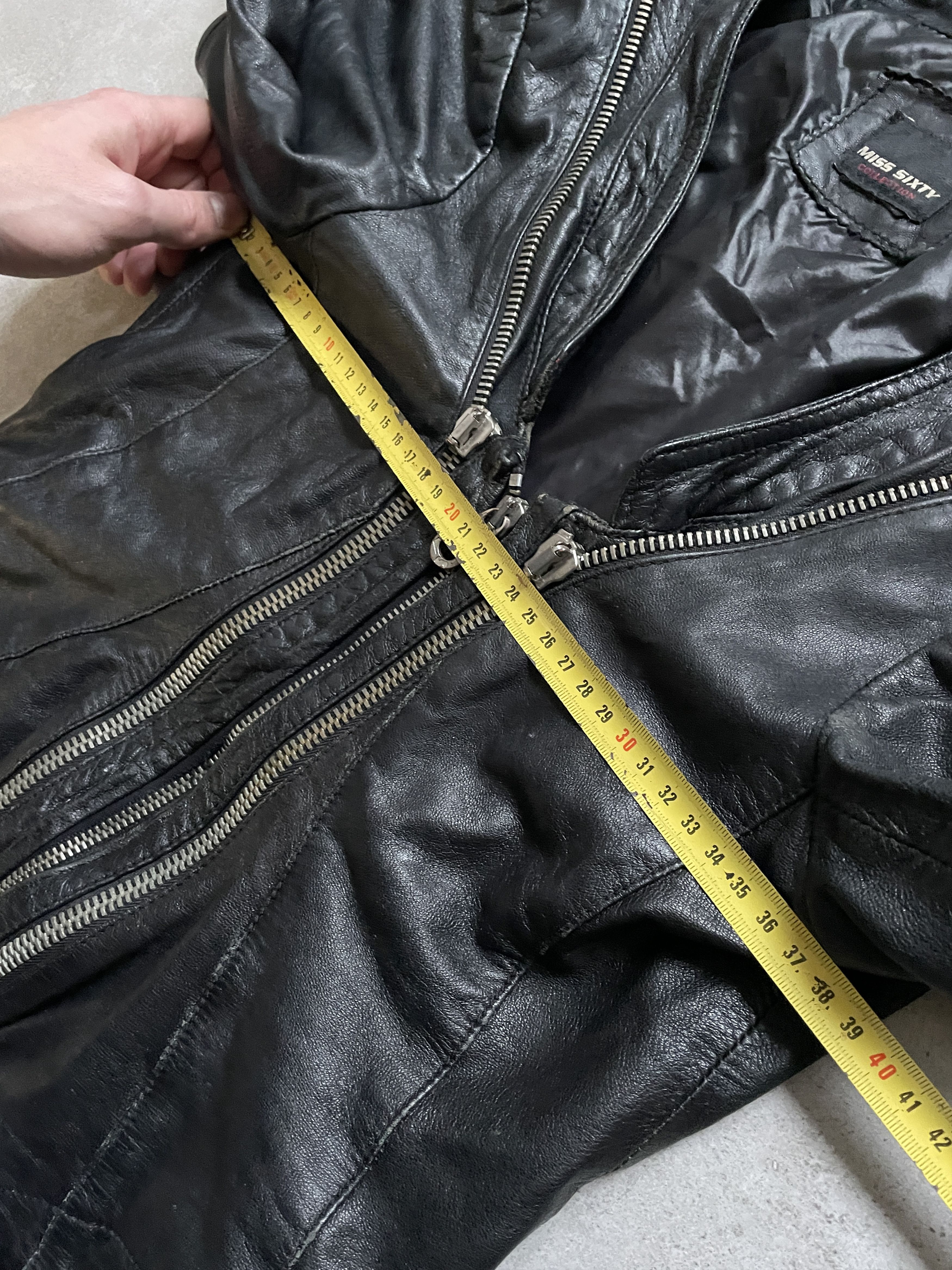Miss Sixty RICK OWENS TYPE CROPPED SLIM FIT TRIPLE ZIP LEATHER JACKET Size S / US 4 / IT 40 - 9 Thumbnail