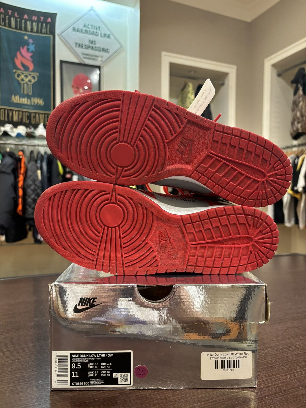 Nike × Off-White Nike Dunk Low Off-White University Red Size US 9.5 / EU 42-43 - 6 Thumbnail