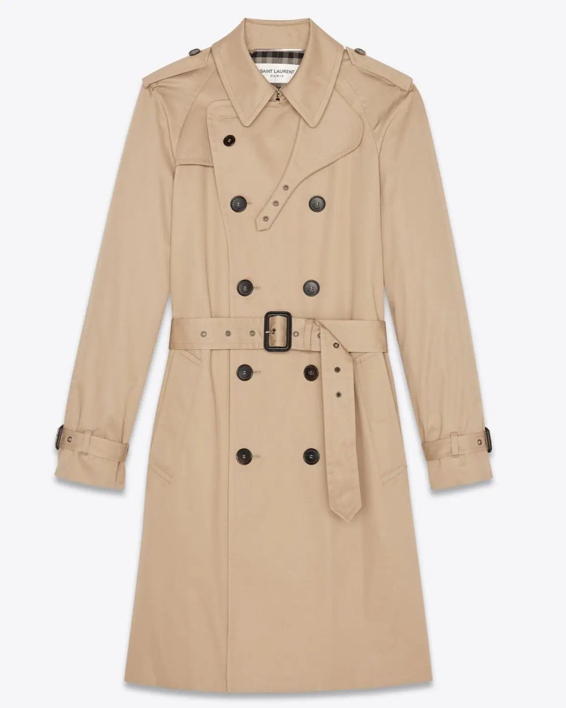 Saint Laurent Paris o1loc1c0225 337872 Trench Coat in Gabardine in Beige Size US L / EU 52-54 / 3 - 1 Thumbnail