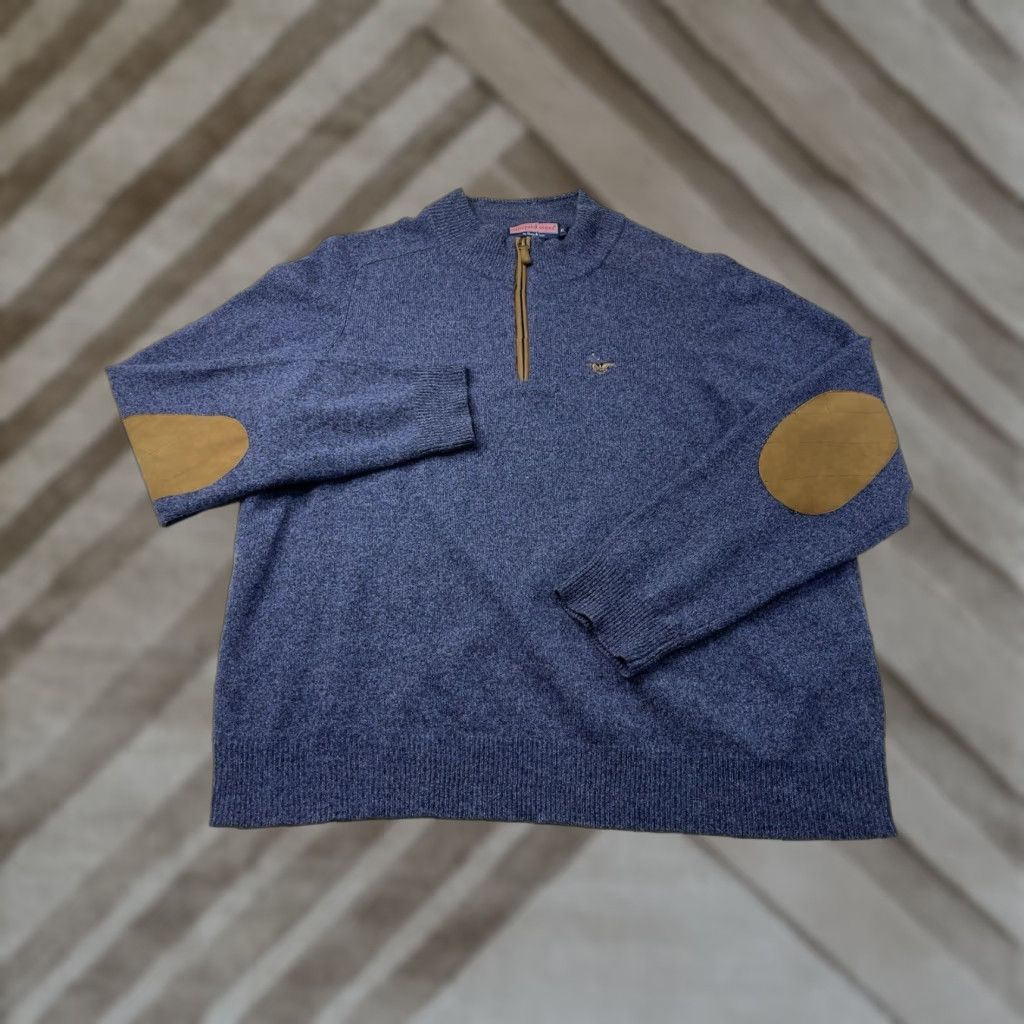 Vineyard Vines Vineyard Vines Sweater Men XL 1/4 Zip Wool Knit Pullover Zipper Mock Neck Long Sleeve Blue Solid Golf Everyday Comfort Size US XL / EU 56 / 4 - 1 Thumbnail