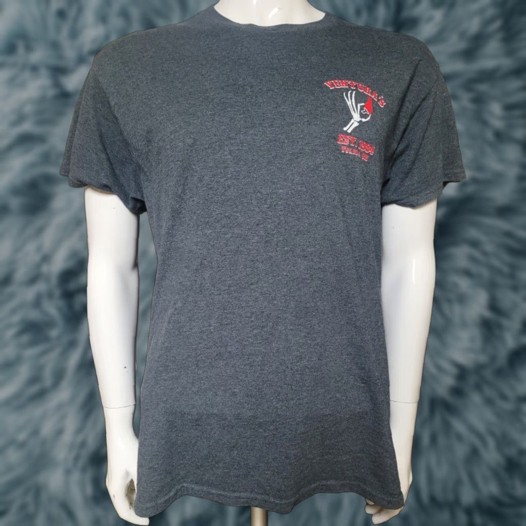 Gildan Venturas Mexican Restaurant Toledo OH T Shirt Large Gray Cotton Blend Crew Neck Short Sleeve Logo Men L Size US L / EU 52-54 / 3 - 1 Thumbnail