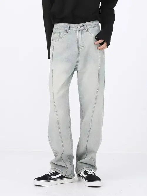 VIBE Loose-fit straight-leg paneled striped jeans Size US 34 / EU 50 - 4 Thumbnail