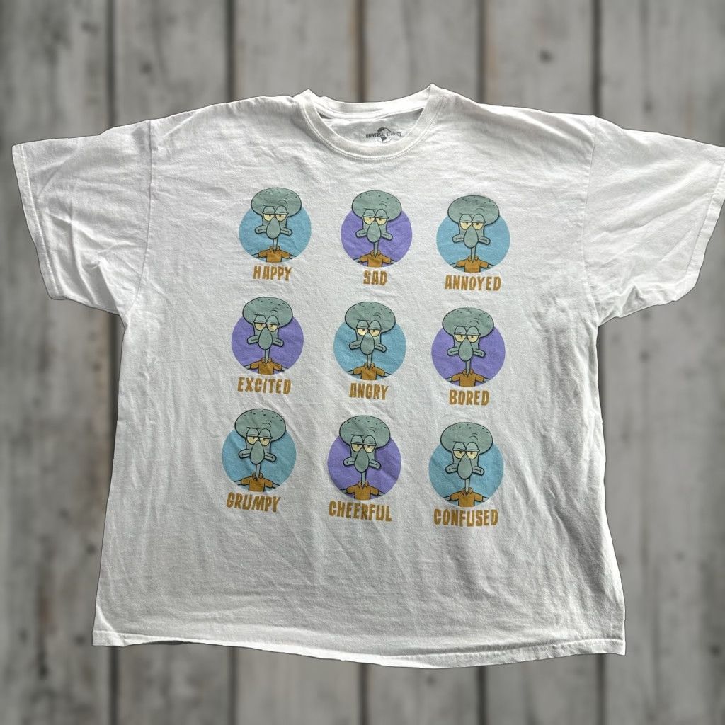 Nickelodeon VINTAGE SpongeBob SquarePants Squidward T-Shirt Mens 2XL White Cartoon Nickelodeon Crew Neck Short Sleeve Casual Size US XXL / EU 58 / 5 - 1 Thumbnail