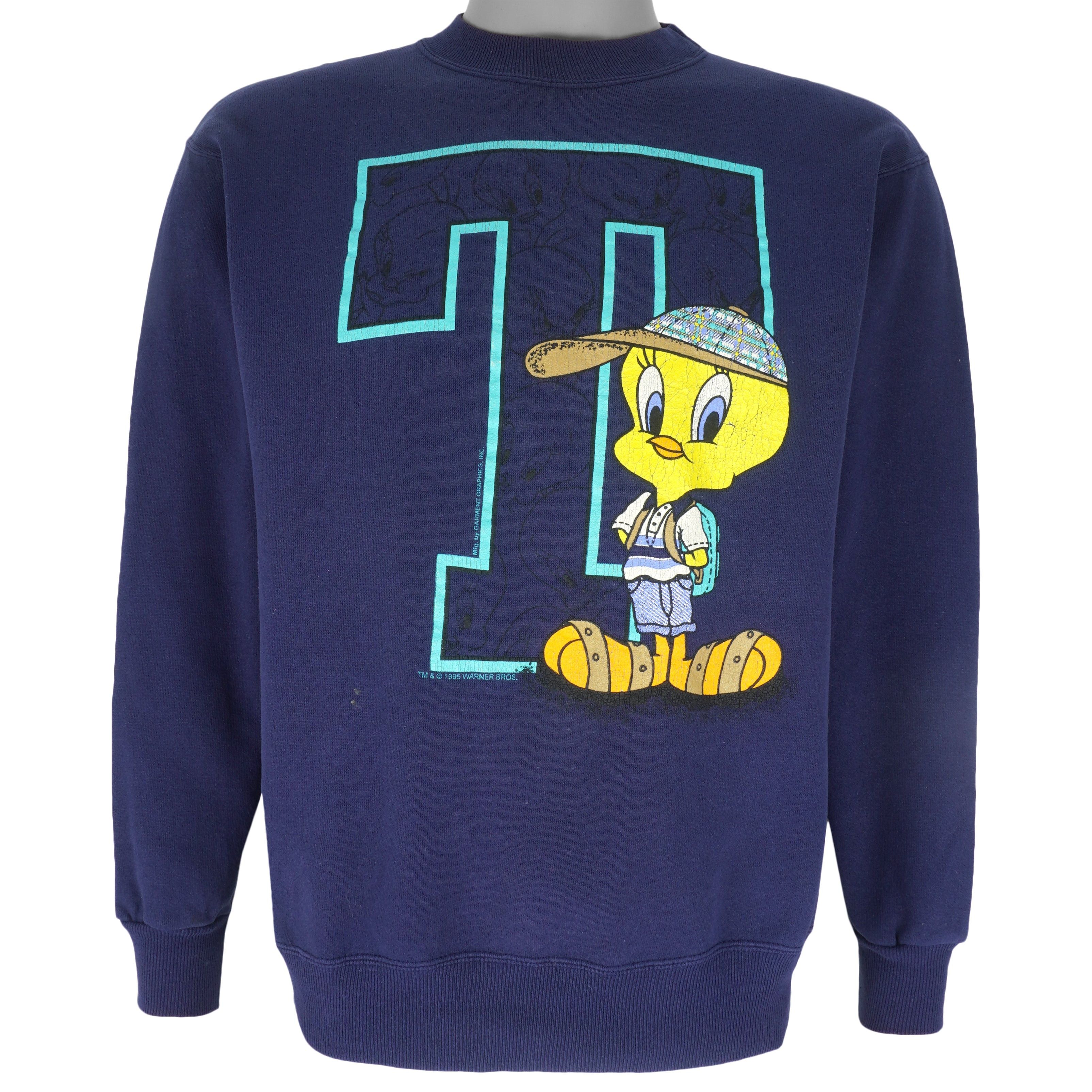 Vintage Looney Tunes - Tweety Big T Crew Neck Sweatshirt 1995 Size US M / EU 48-50 / 2 - 1 Thumbnail