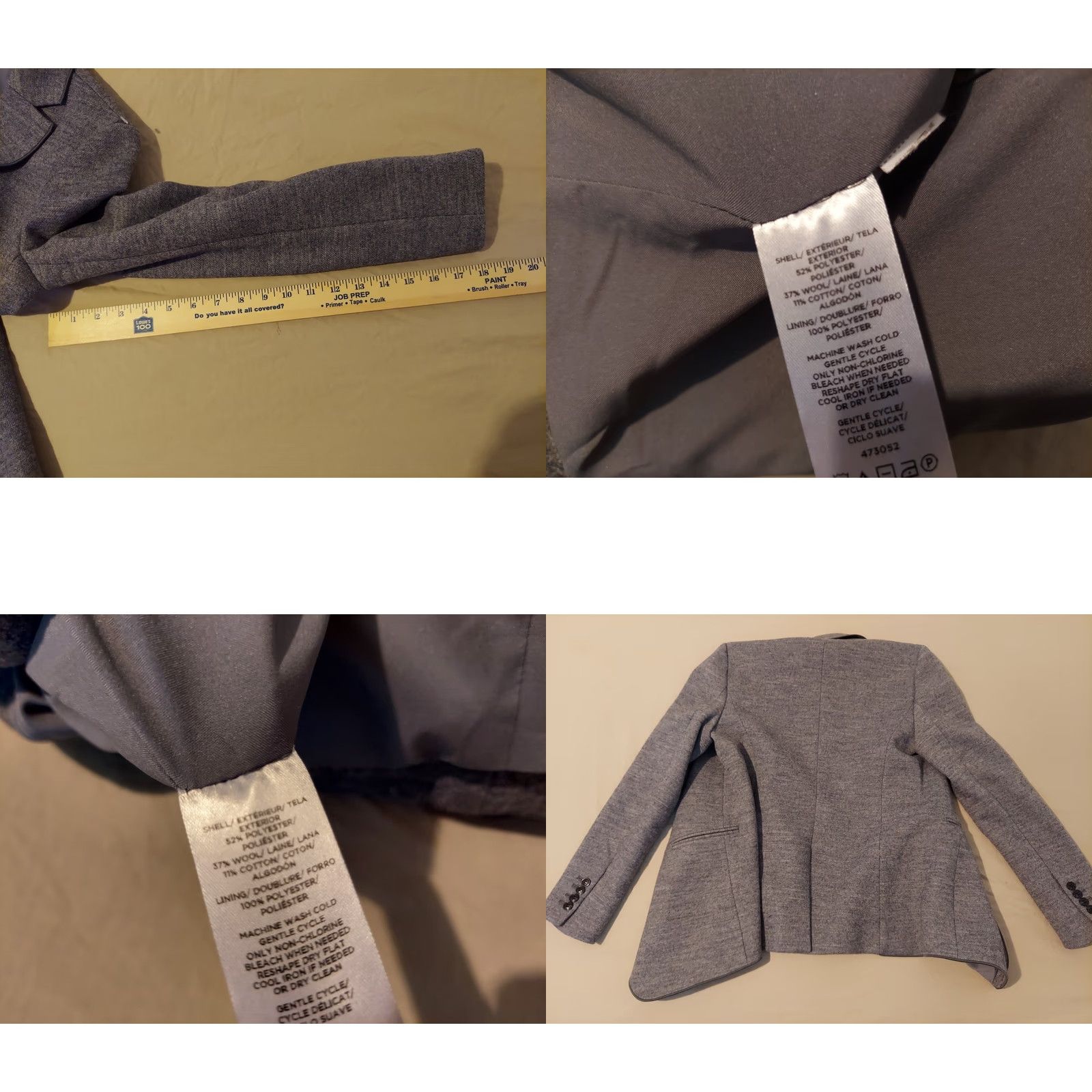 Ann Taylor Womens Ann Taylor Blazer Wool Jacket 4 Gray Blue Size S / US 4 / IT 40 - 8 Thumbnail