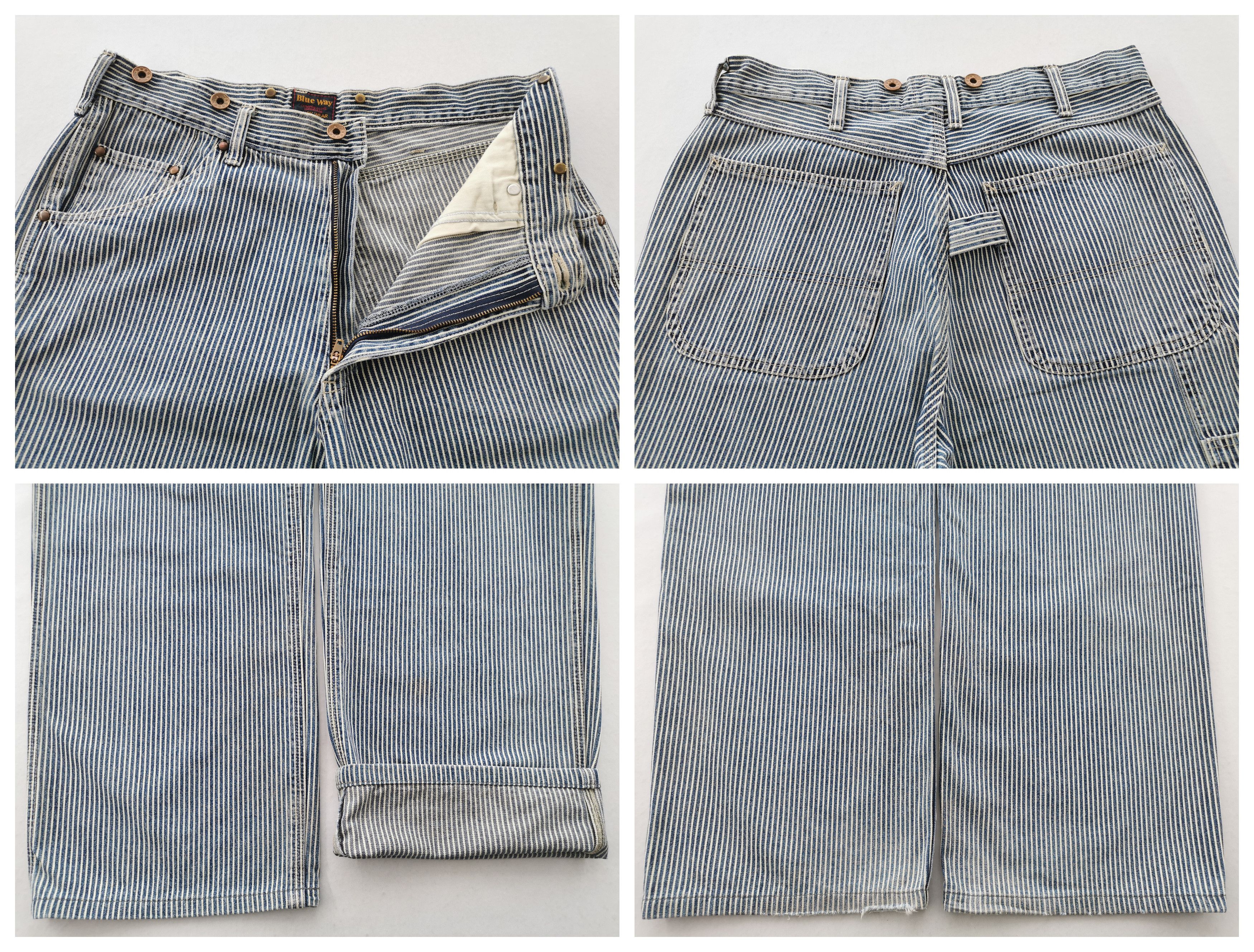 Japanese Brand Vintage 90's Blue Way Hickory Cargo Denim Made In Japan Size US 31 - 7 Thumbnail