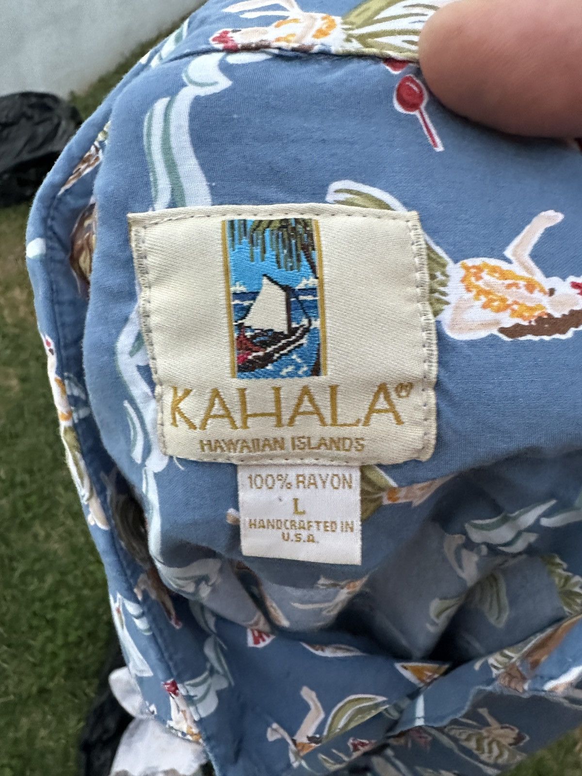 Other PreOwned Kahala Hawaiian Print Blue Full Button Men's Large Size US L / EU 52-54 / 3 - 4 Thumbnail
