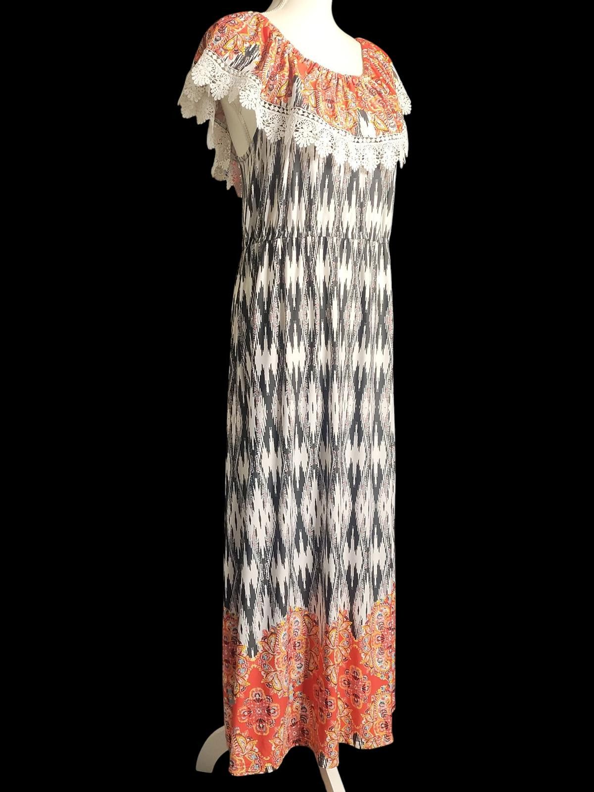 Unknown London Me 2 Magic Bohemian Off-Shoulder Maxi Dress with Lace Detail Size XL / US 12-14 / IT 48-50 - 5 Thumbnail