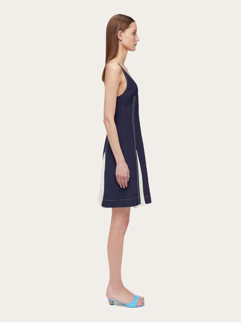 Salvatore Ferragamo o1s1rm0126 Inlays Short Slip Dress in Blue/White Size XS / US 0-2 / IT 36-38 - 3 Thumbnail
