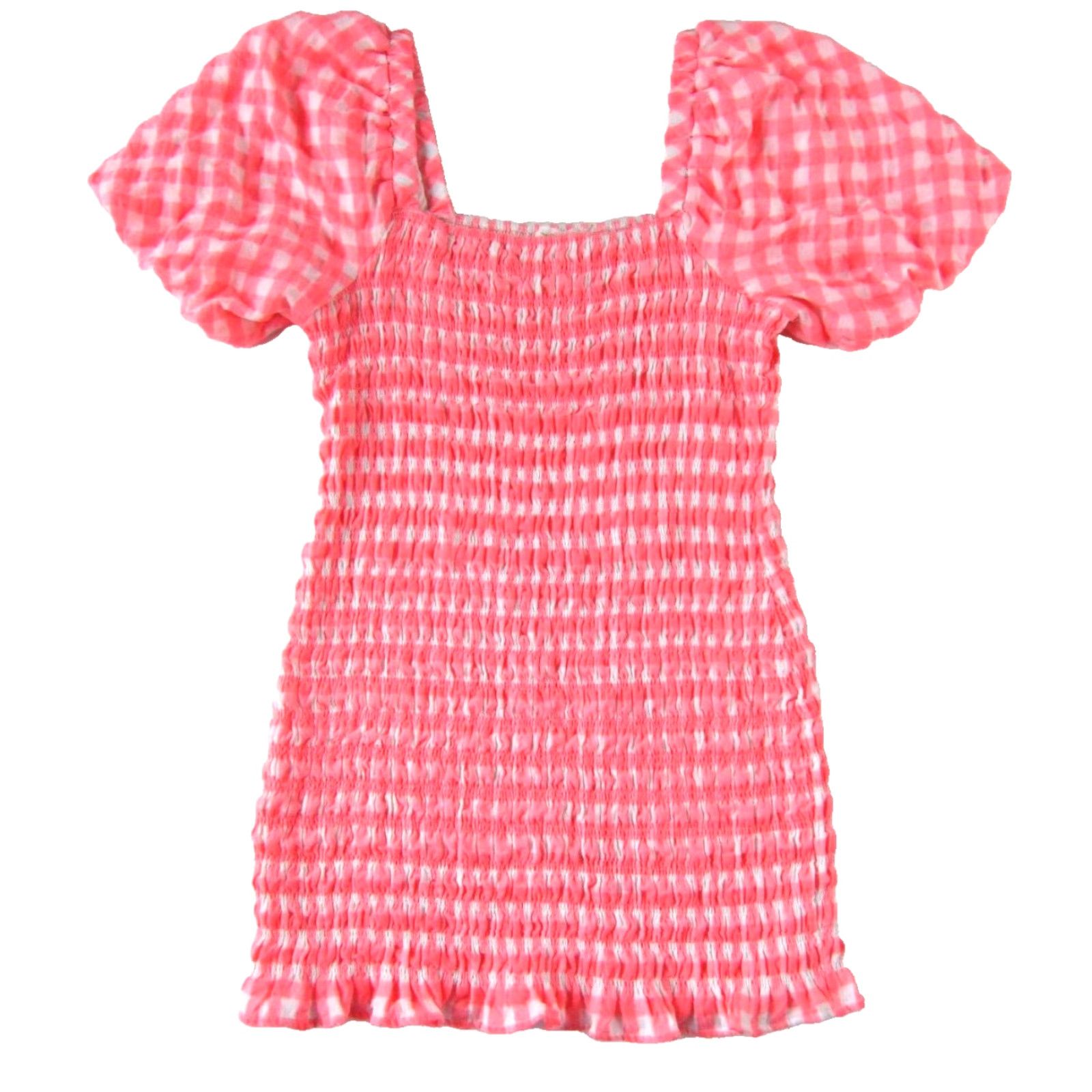 Vintage VINTAGE FREE THE ROSES Pink White Plaid Smock Puff Sleeve Mini Dress Sz L Y2K Minimalist Size L / US 10 / IT 46 - 2 Thumbnail