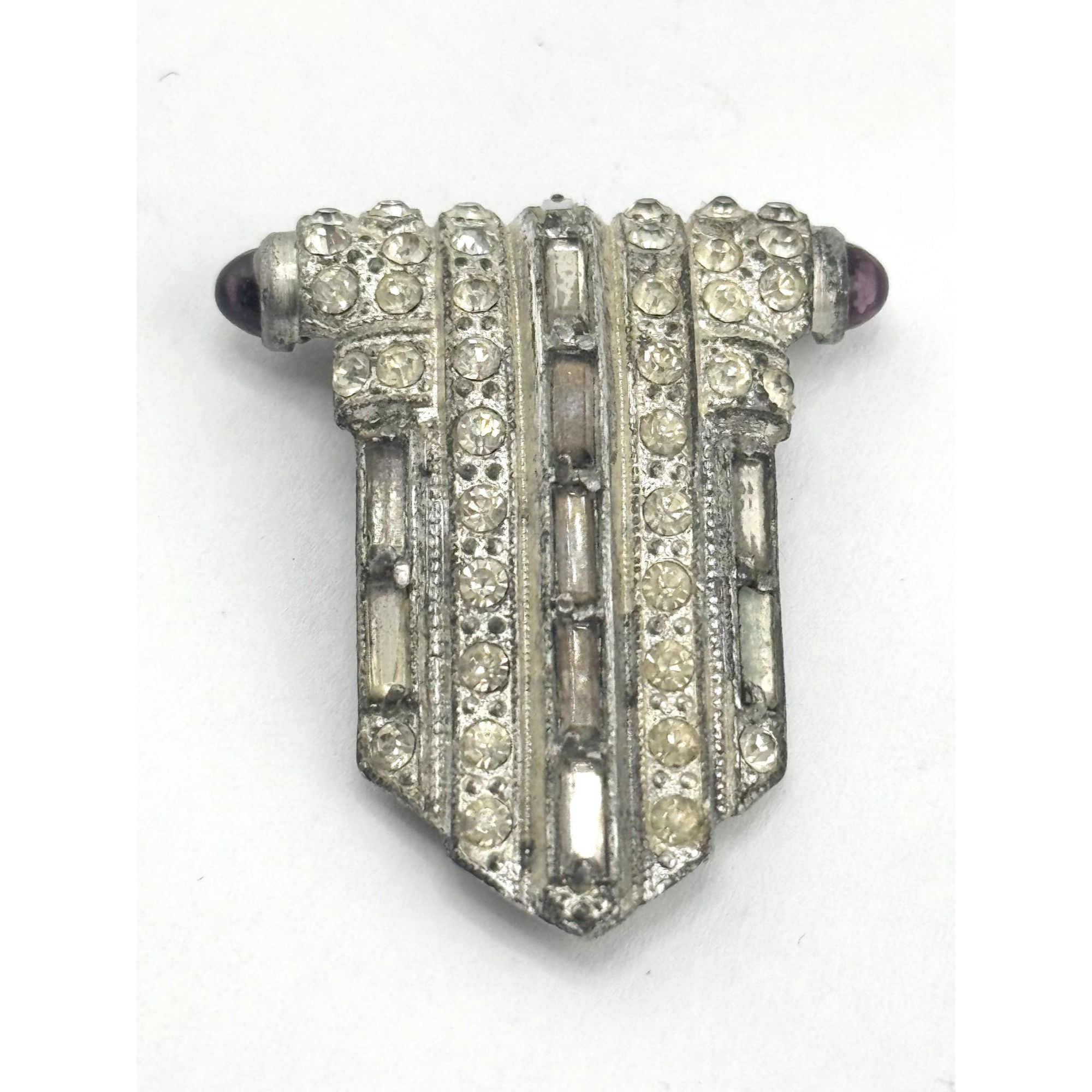 Vintage Estate art deco glass fur dress clip Size ONE SIZE - 1 Thumbnail
