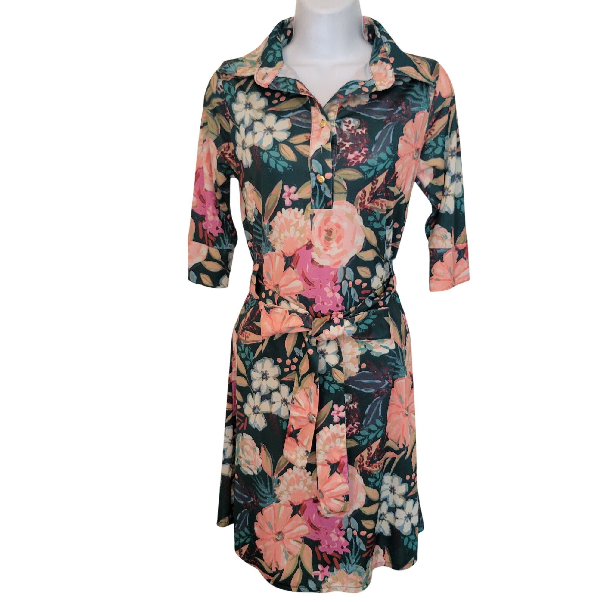 Other Vera Fishbaugh Vfish XS Tropical Floral Belted Dress Resort Size XS / US 0-2 / IT 36-38 - 1 Thumbnail