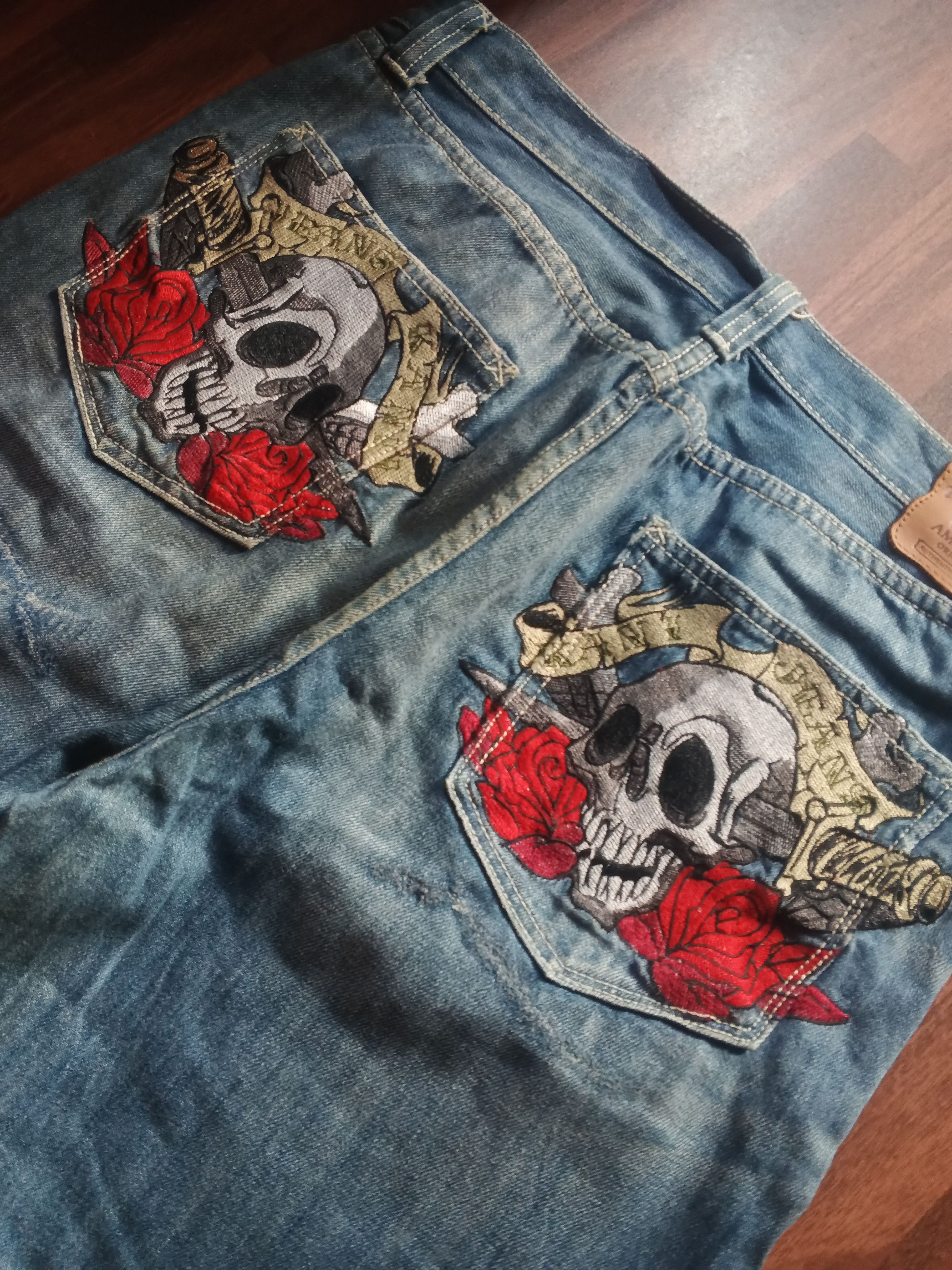 Karl Kani × Vintage Karl Kani Vintage Embroidery Skull Jeans Size US 36 / EU 52 - 5 Thumbnail