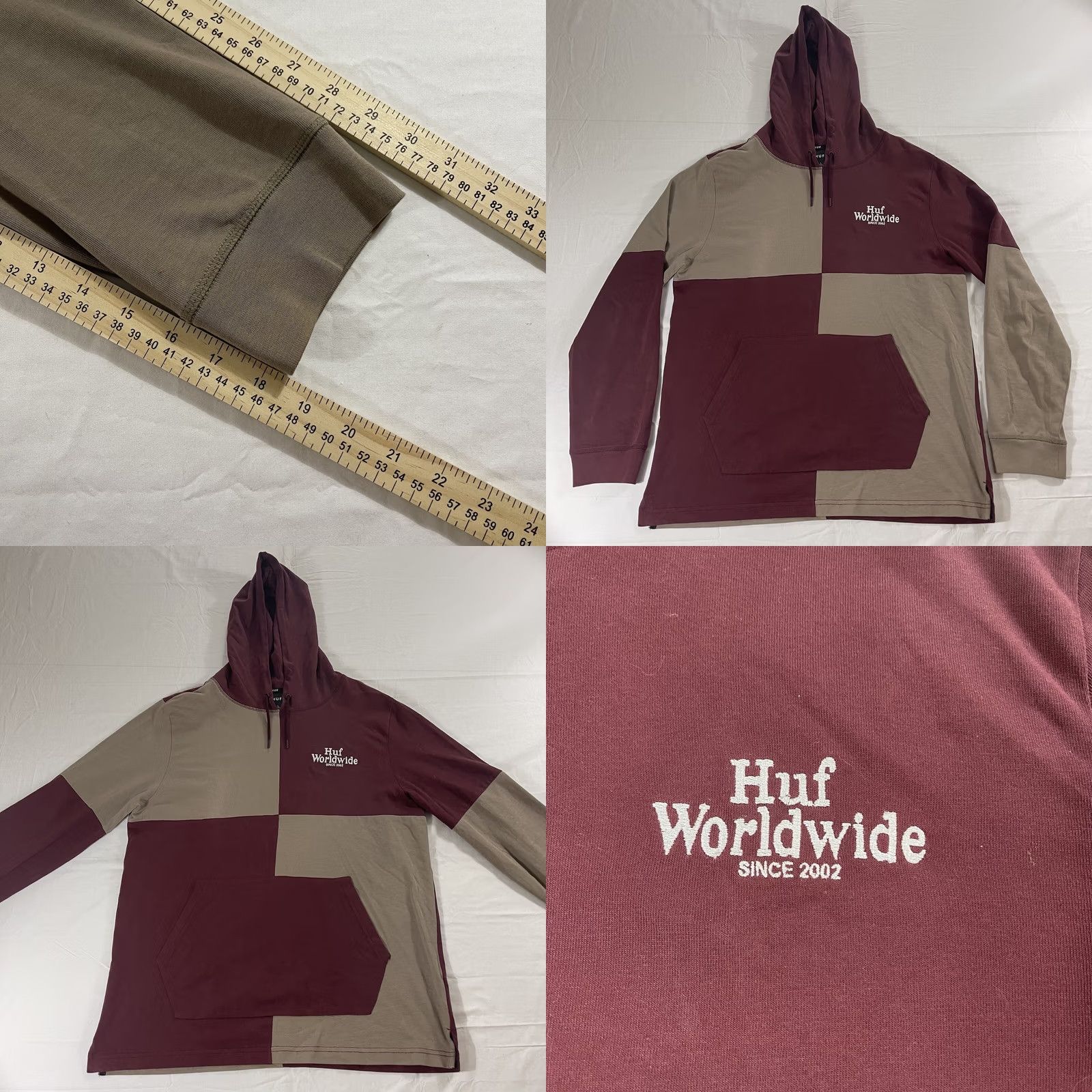 Huf HUF Hoodie T-Shirt Colorblock Multicolor Logo Embroidered Size US L / EU 52-54 / 3 - 8 Thumbnail