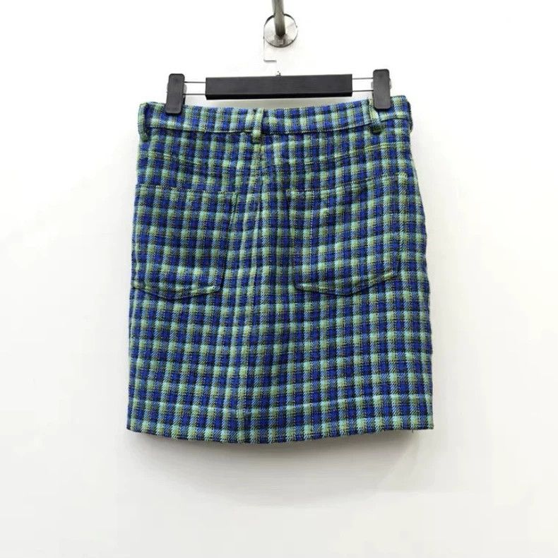 Balenciaga Balenciaga Blue and green plaid overskirt Size 24" / US 00 / IT 34 - 2 Thumbnail
