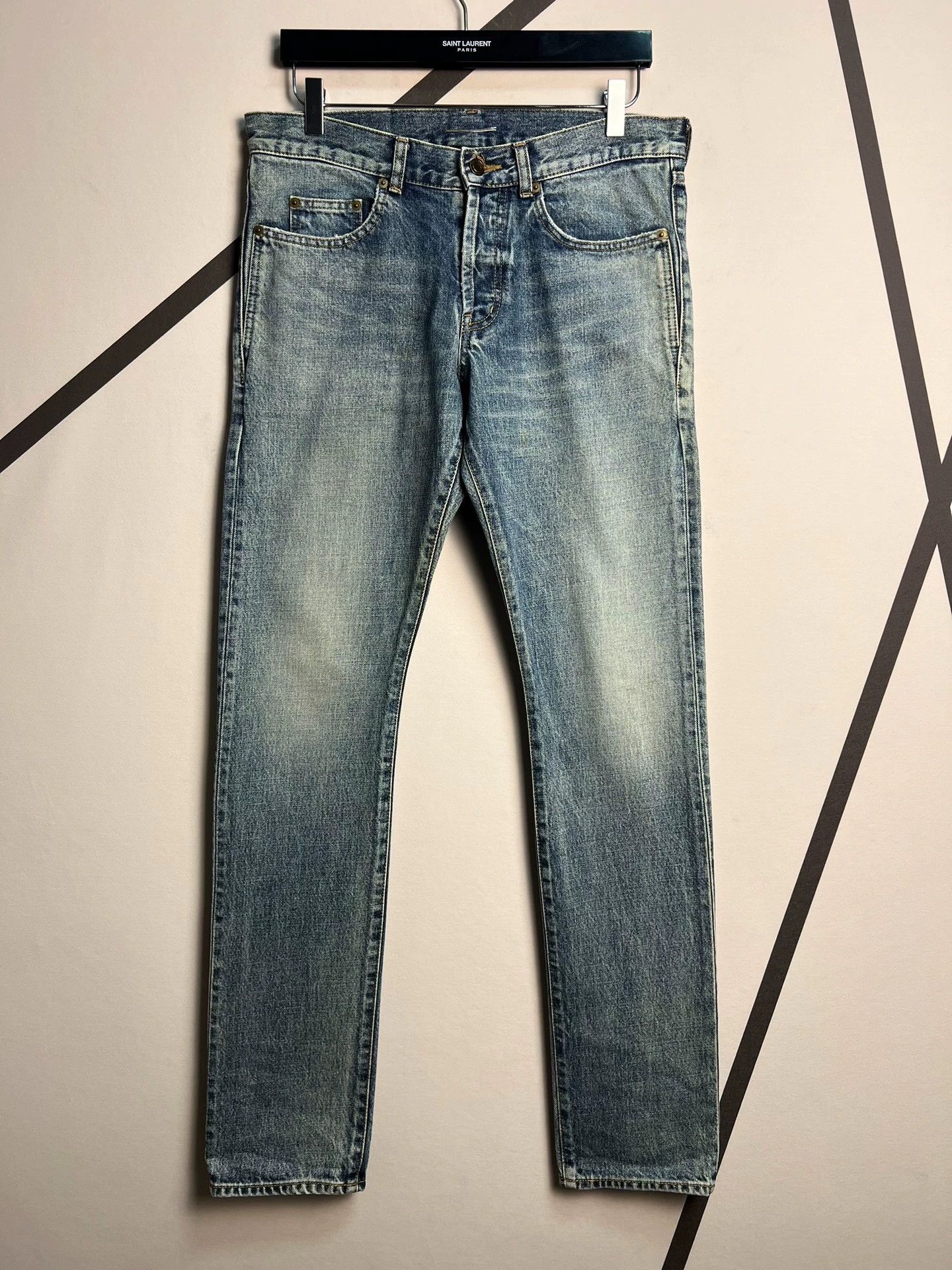 Saint Laurent Paris Saint Laurent SLP light blue washed slim straight jeans Size US 32 / EU 48 - 1 Thumbnail