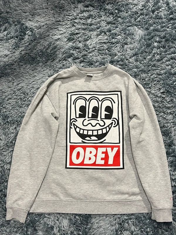 Obey Obey x Keith Haring 2012 Grey Crewneck Size US L / EU 52-54 / 3 - 18 Thumbnail