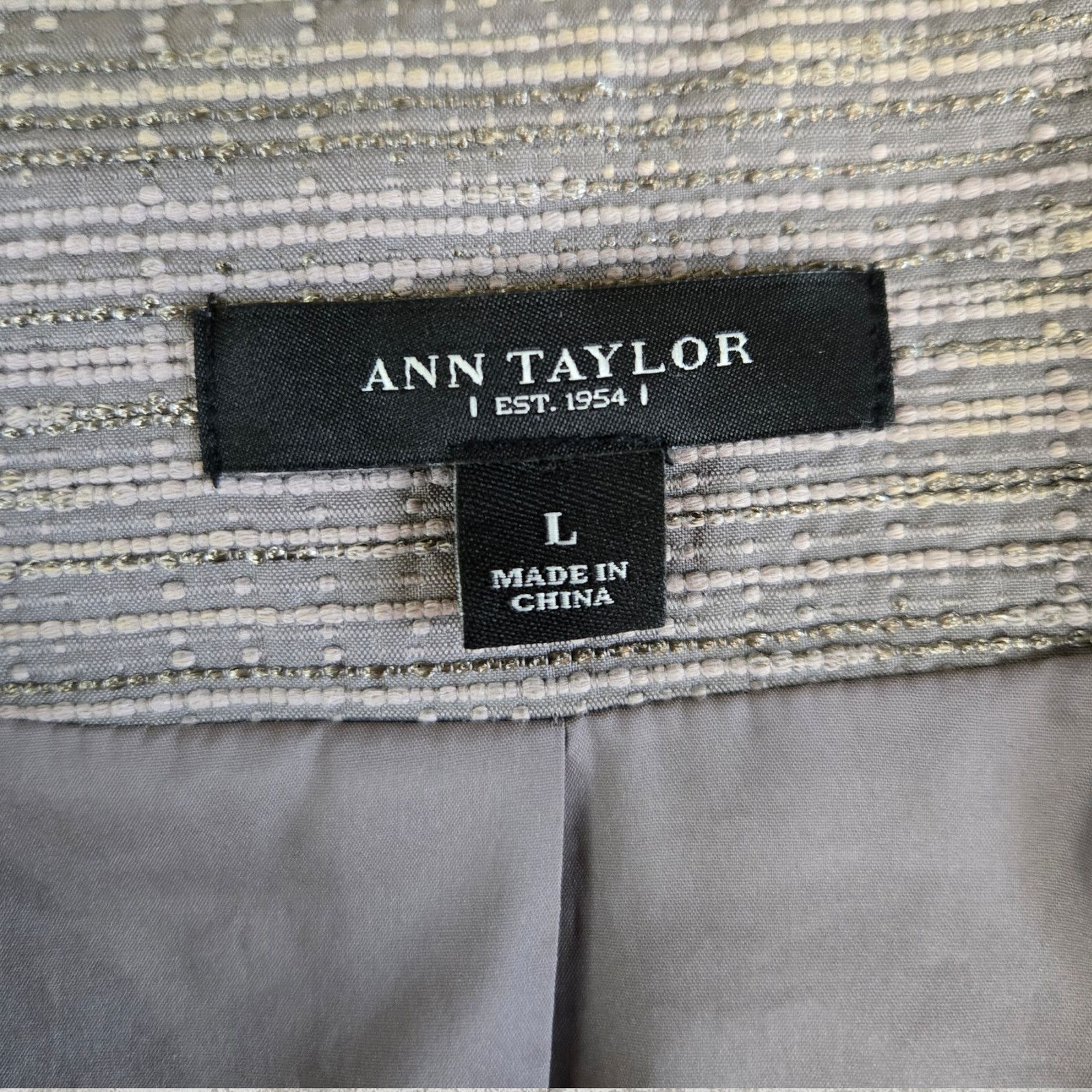 Ann Taylor Ann Taylor Silver Metallic Tweed Blazer Size Large Size L / US 10 / IT 46 - 5 Thumbnail
