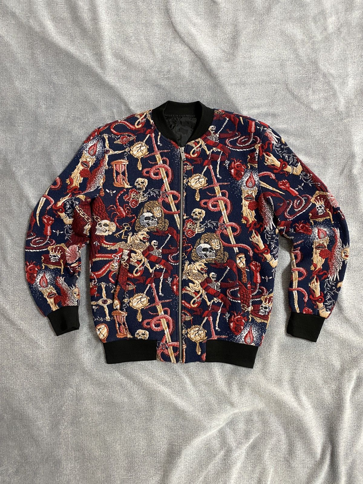 Japanese Brand All-Over Embroidery Skelet Bomber Gothic Aesthetic japanese Size US S / EU 44-46 / 1 - 1 Thumbnail