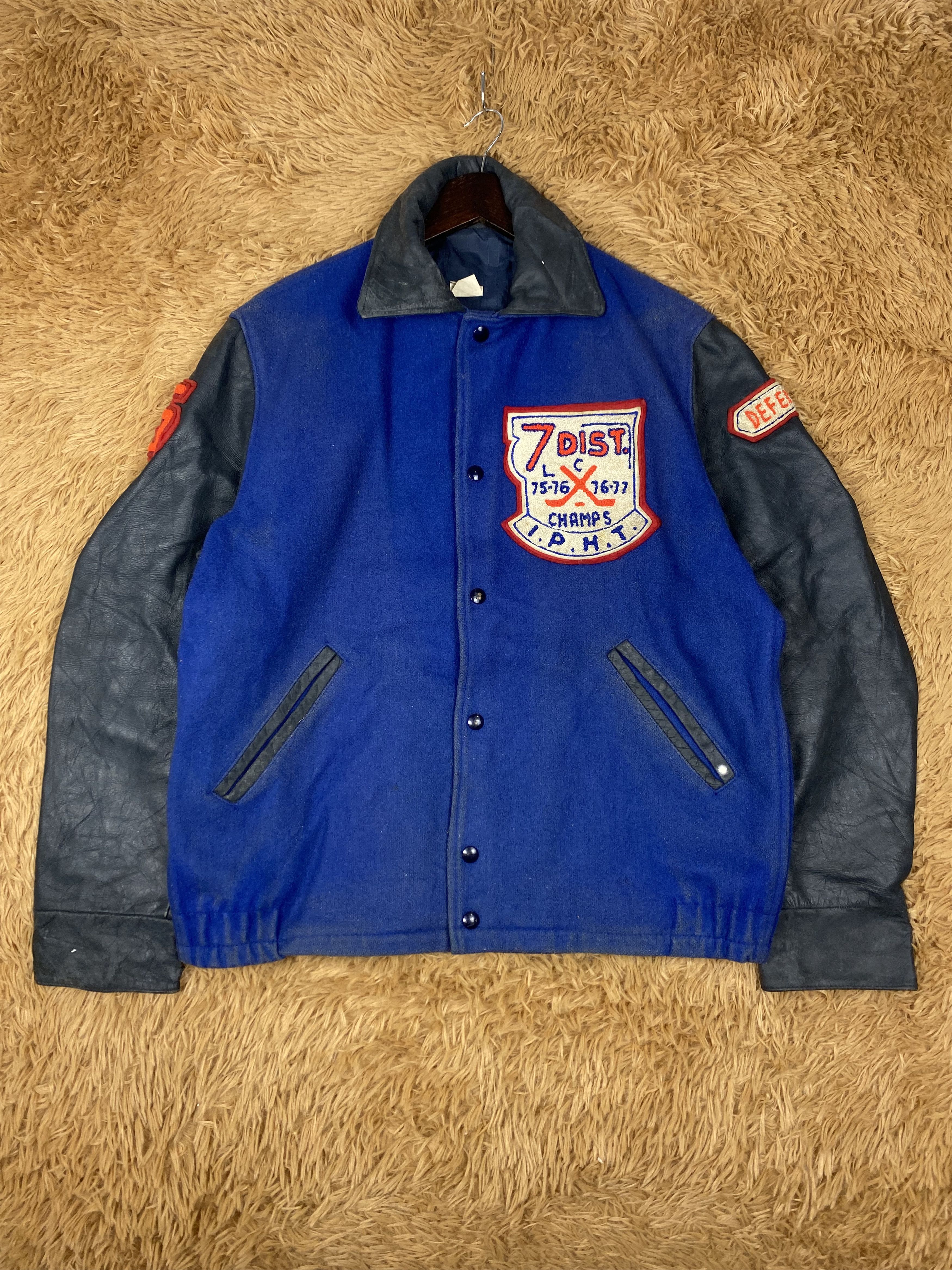 American Apparel Vintage Champs Leather Sleeve Varsity Jacket DJ0396 Size US L / EU 52-54 / 3 - 1 Thumbnail
