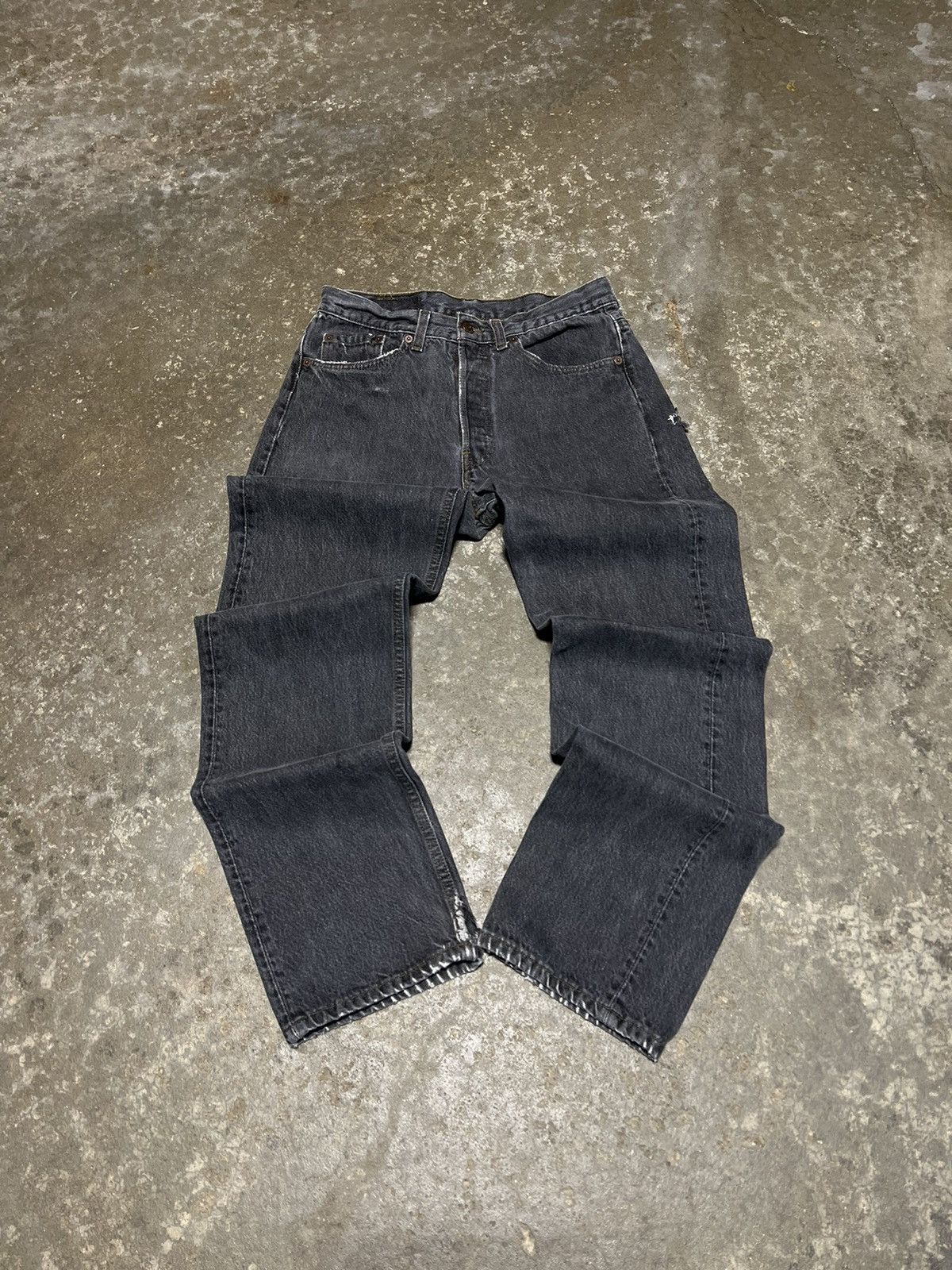 image of Vintage 90's Levis 501 Button Rivet Fly Black Denim Jeans, Men's (Size 30)