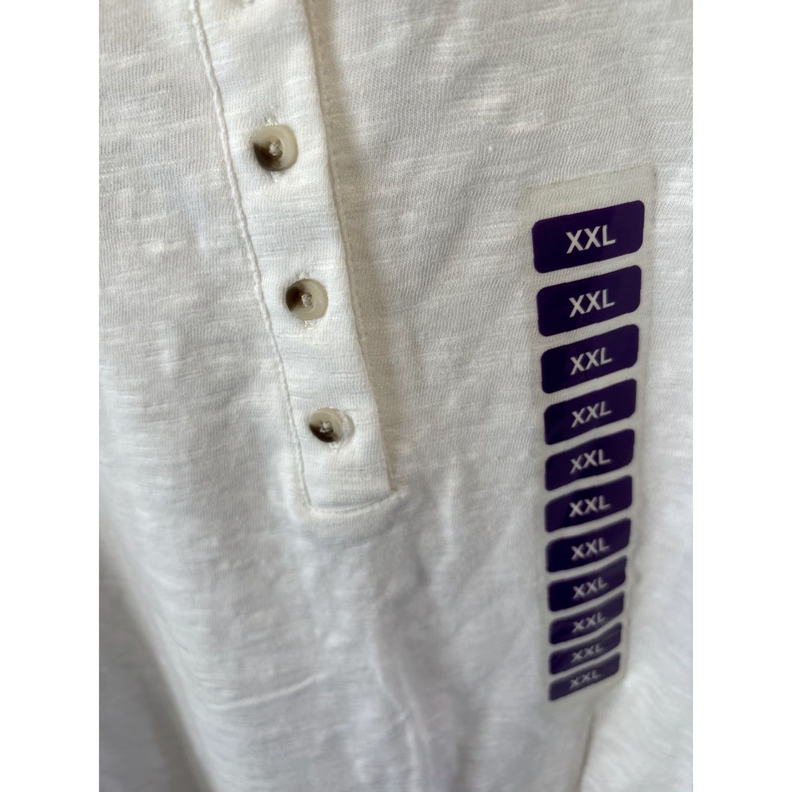 Nine West Nine West Women Short Sleeve Front Button Slub Henley Top White XXL NEW Cotton Size XXL / US 16-18 / IT 52-54 - 4 Thumbnail