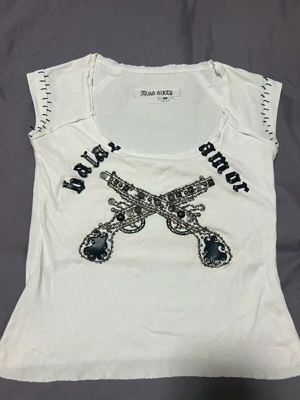 Miss Sixty Miss Sixty Rivet Bead Short Sleeve Vest Size M / US 6-8 / IT 42-44 - 1 Thumbnail