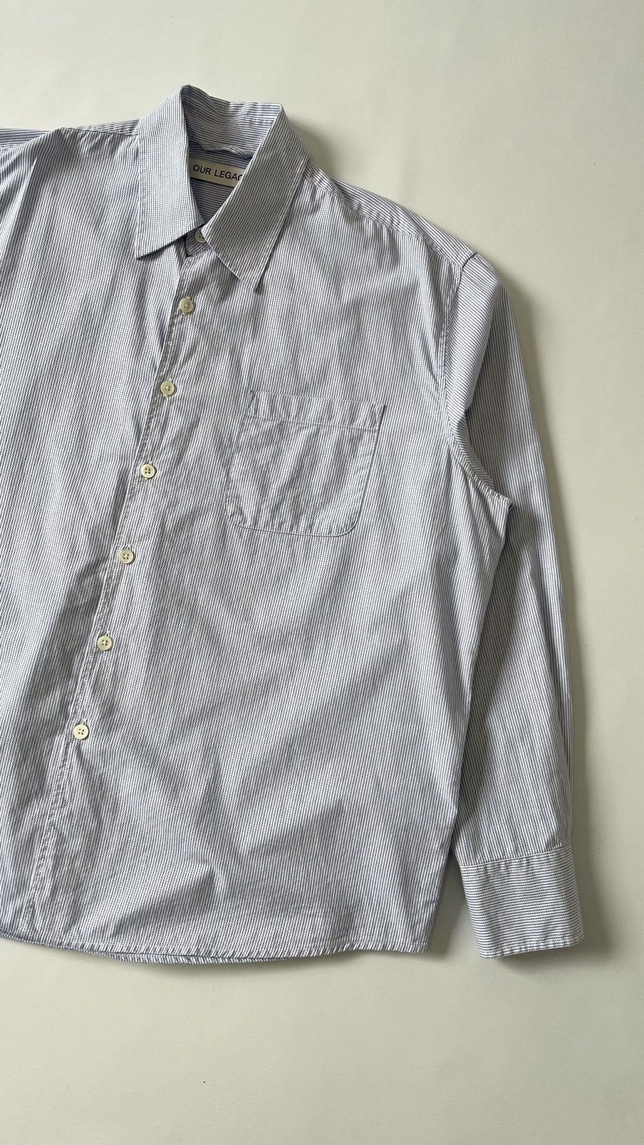 Our Legacy White / Blue Stripe Cotton ‘Above’ Shirt Size US M / EU 48-50 / 2 - 4 Thumbnail