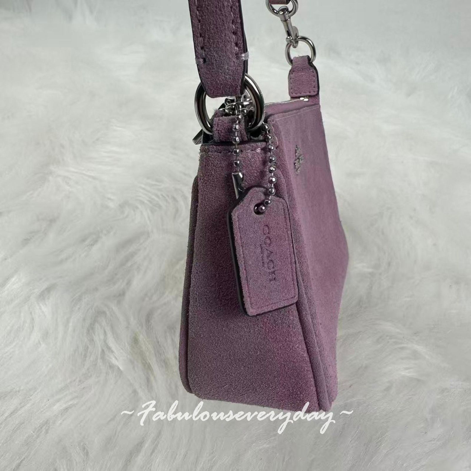 Coach Coach Nolita 19 Shoulder Wristlet Suede/Silver/Light Violet Size ONE SIZE - 7 Thumbnail