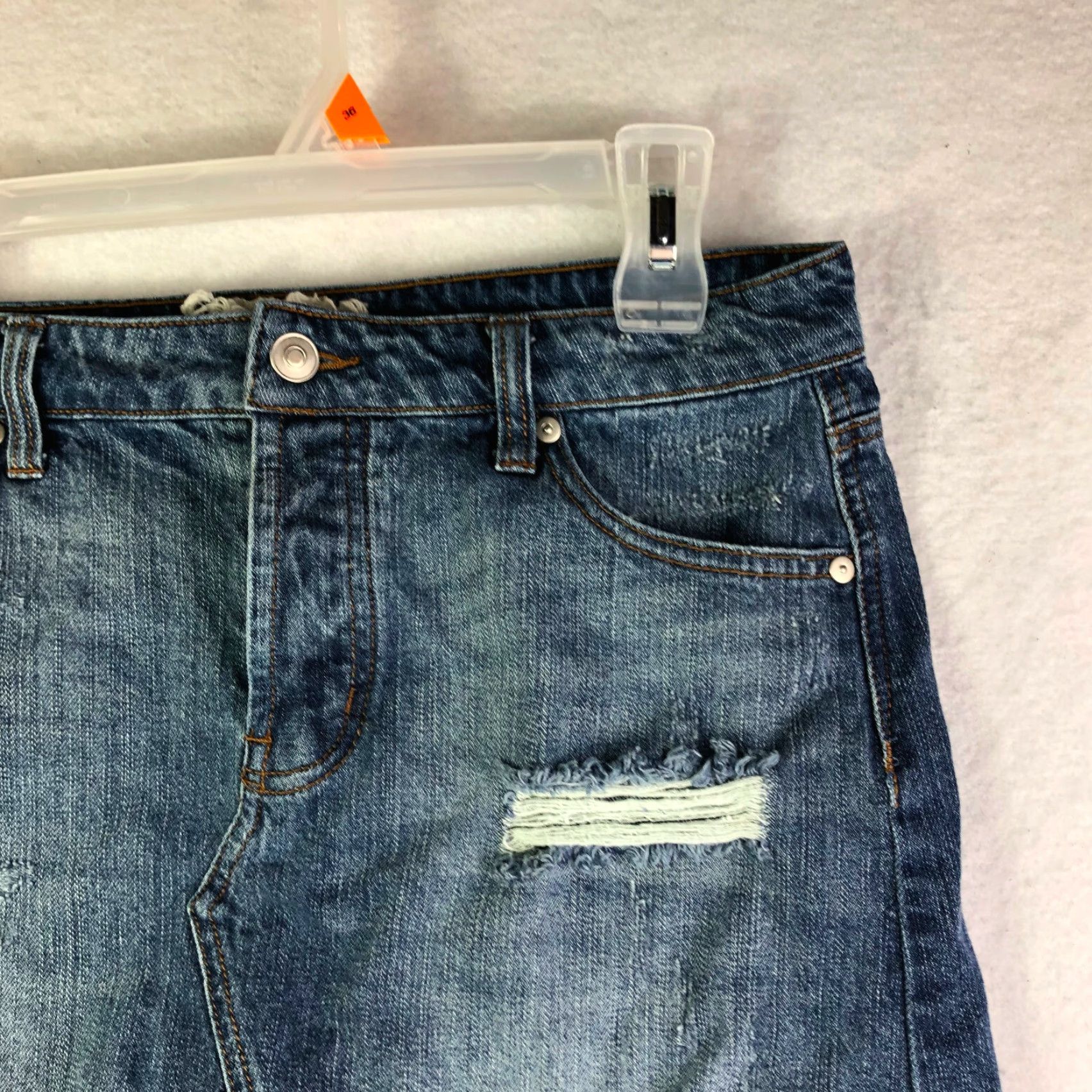 Vintage Altered State Distressed Button Blue Jean Mini Midi Skirt M 31" Waist Blue Denim Skirt Size 32" / US 10 / IT 46 - 3 Thumbnail