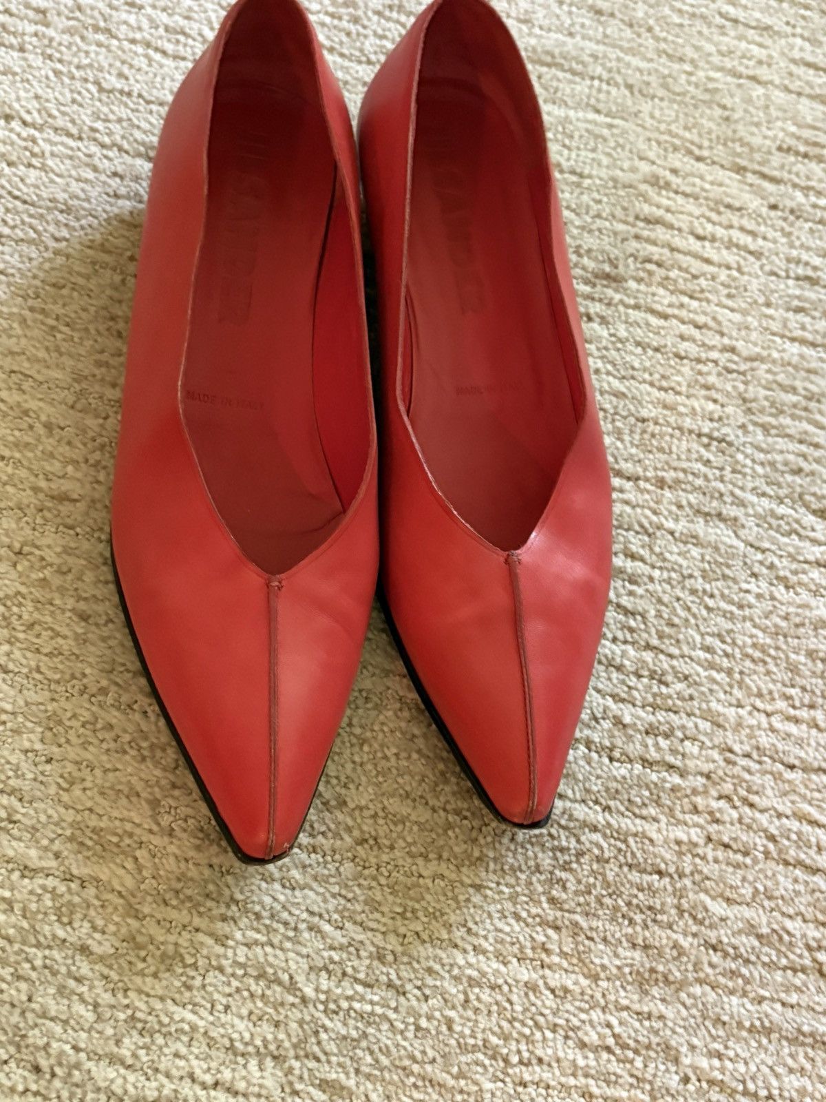 Jil Sander Jil Sander Red Pointed Flats Size US 7.5 / IT 37.5 - 2 Thumbnail