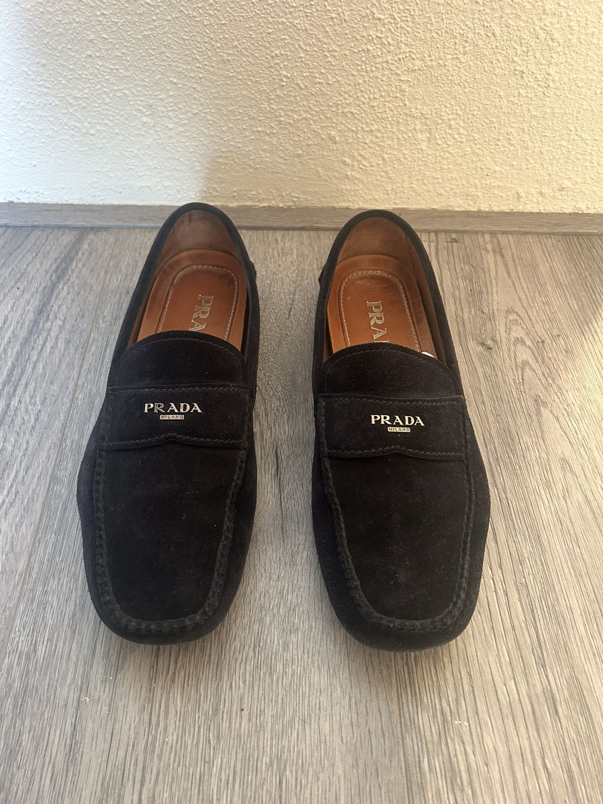 Prada Prada Black Suede Loafers Size US 7 / EU 40 - 1 Thumbnail