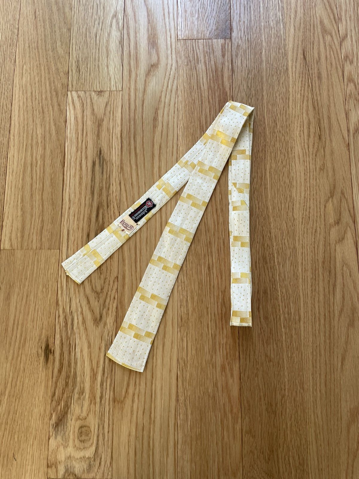 Vintage Johnson Rasmussen Resilio Vintage 60s Skinny Gold White Tie Size ONE SIZE - 5 Thumbnail