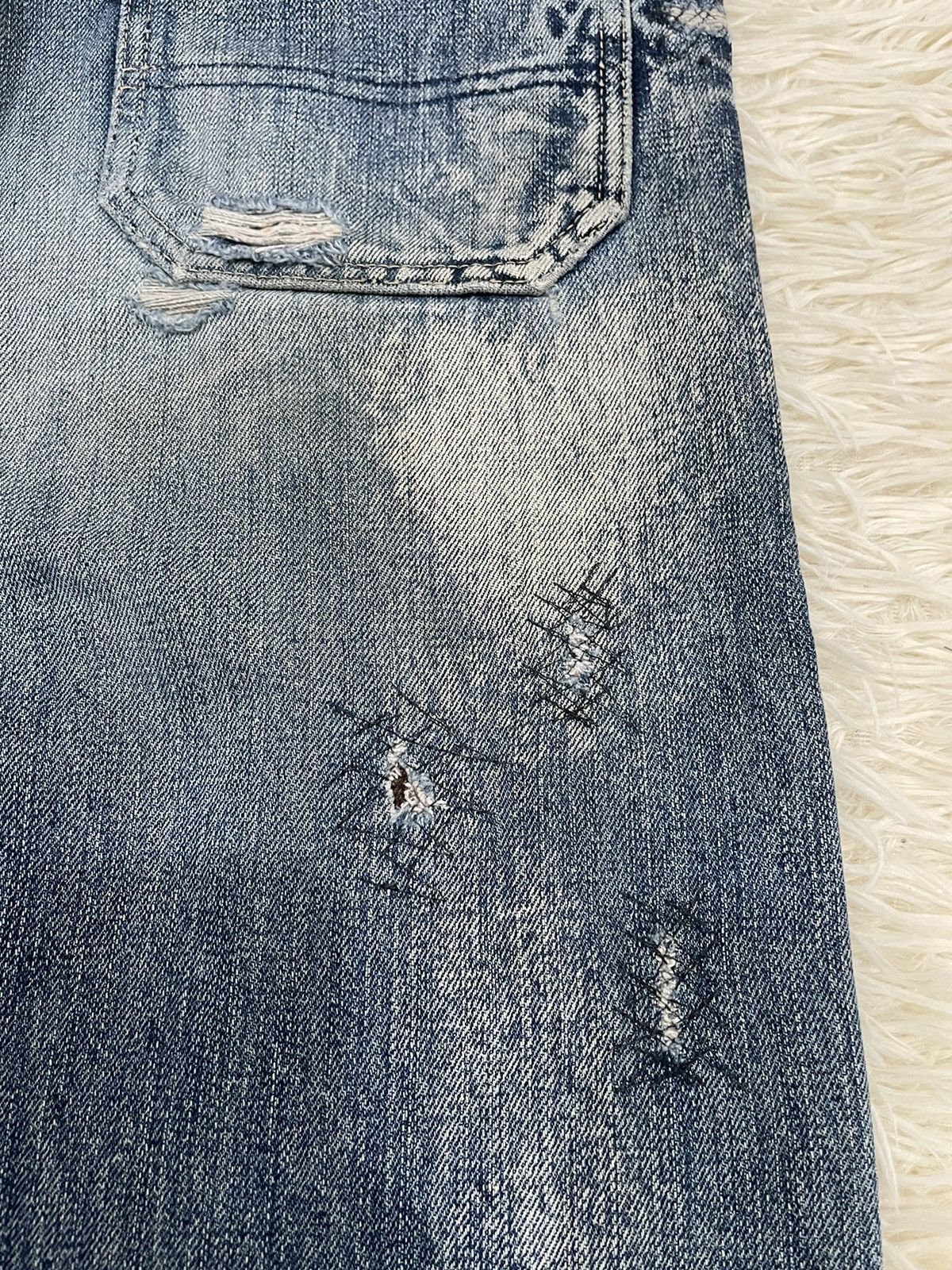 Japanese Brand Ozone Rocks Thrashed Redline Japan Denim Size US 31 - 17 Thumbnail