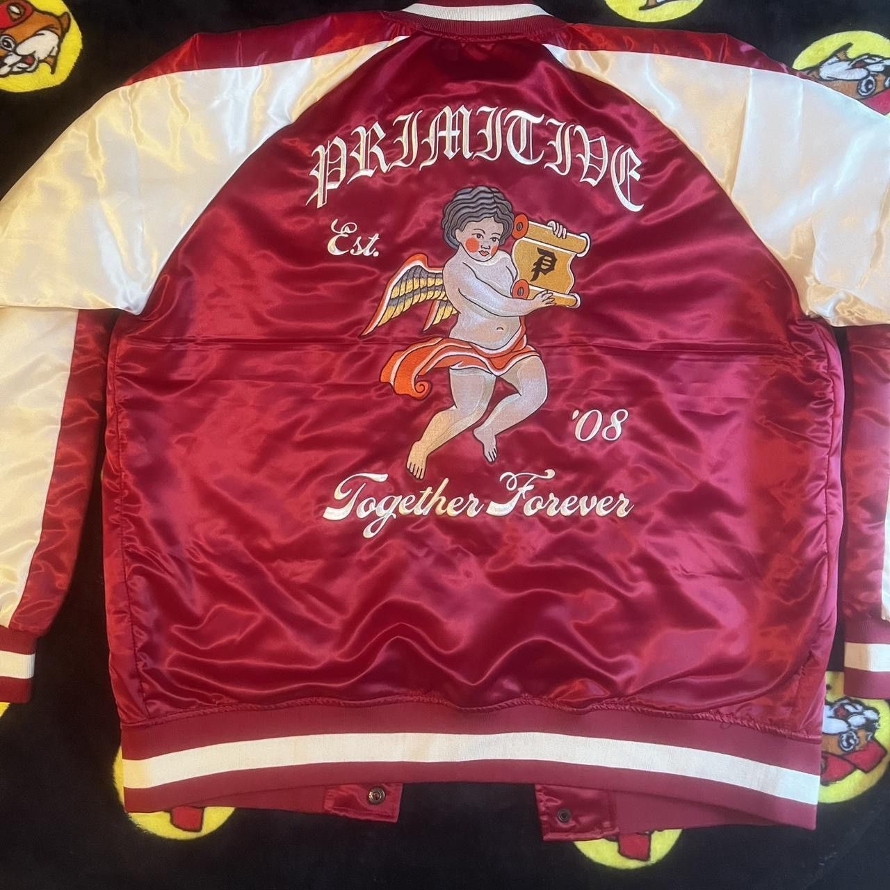 Primitive Burgundy and White Primitive Bomber Jacket Size US XL / EU 56 / 4 - 2 Thumbnail