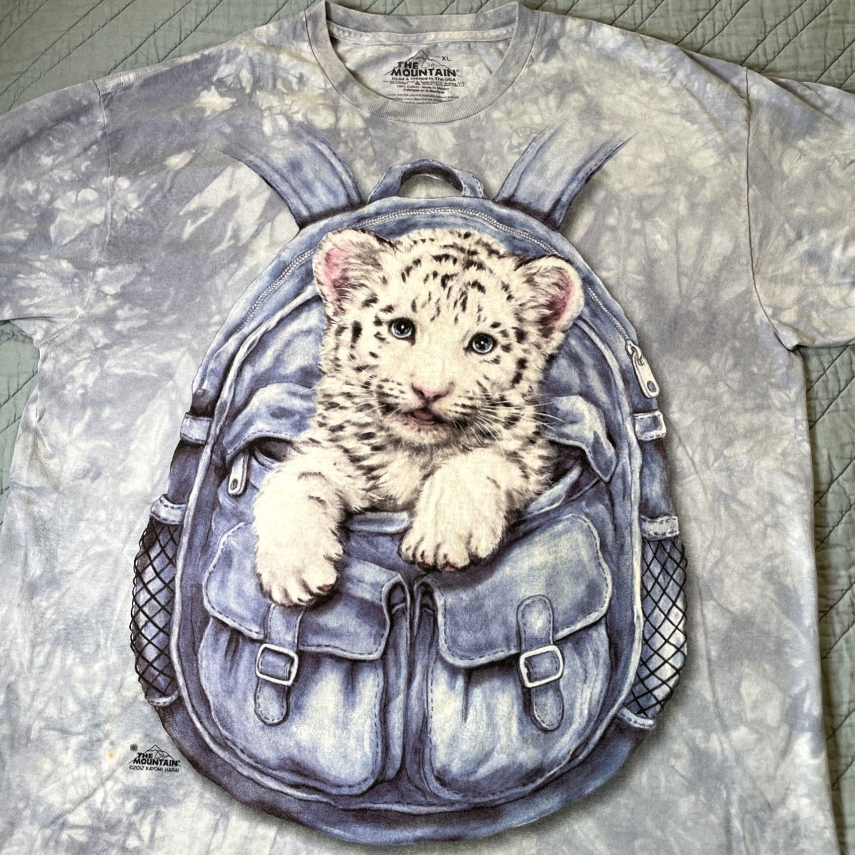 The Mountain VINTAGE The Mountain Tee XL Blue White Tiger Cat Long Sleeve Crew Neck Knit Cotton T-Shirt Mens Size US XL / EU 56 / 4 - 2 Thumbnail
