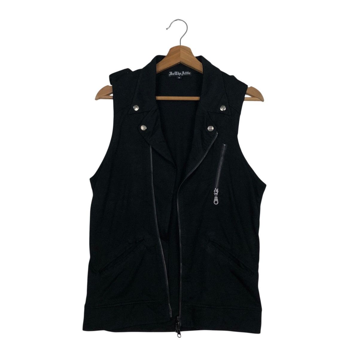 Hysteric Glamour 📌Rich Black Double Collar Tank Top Punk Design In The Attic Size US M / EU 48-50 / 2 - 2 Thumbnail