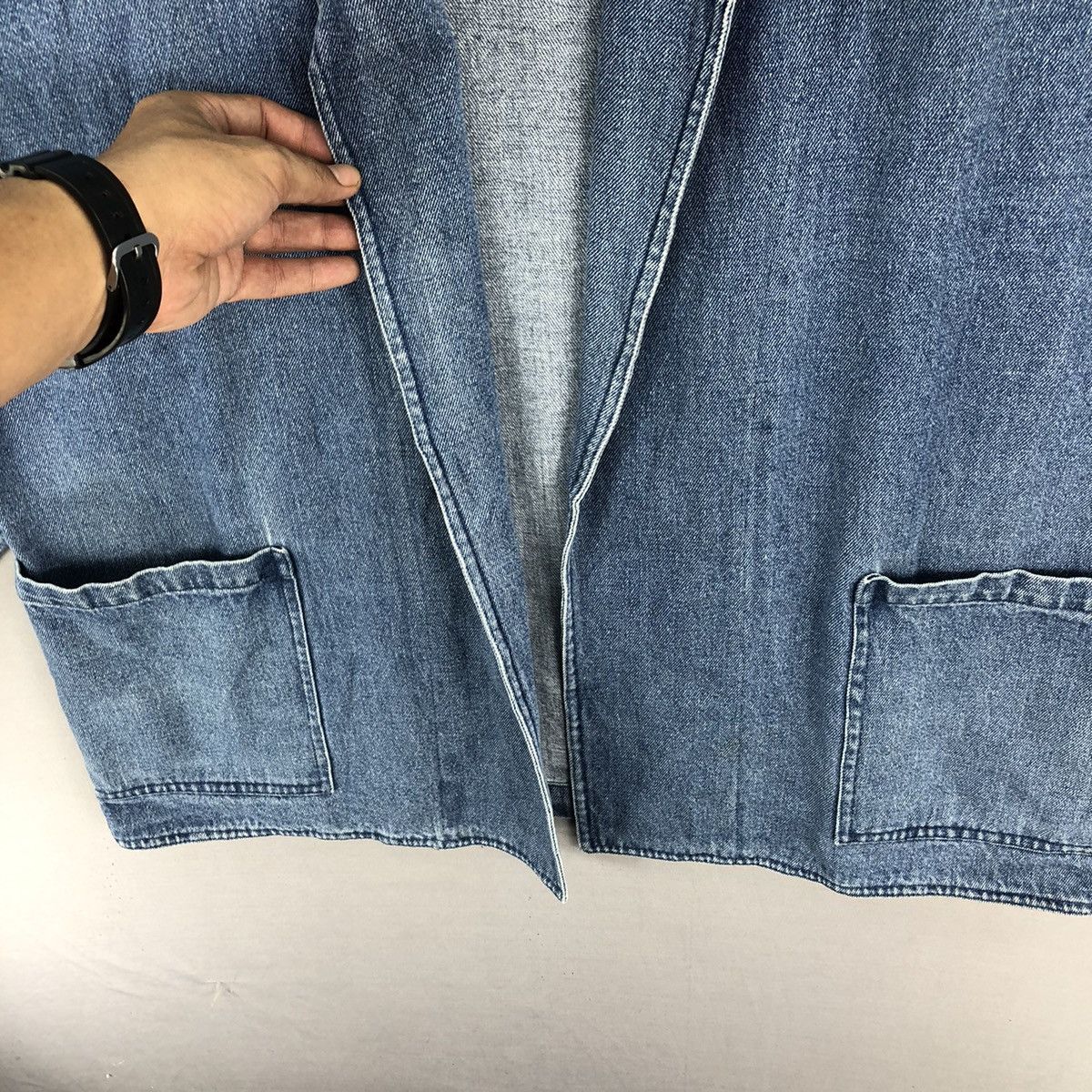 Number (N)ine Vintage Kastane Washed Denim Kimono Lab Coat Size US L / EU 52-54 / 3 - 6 Thumbnail