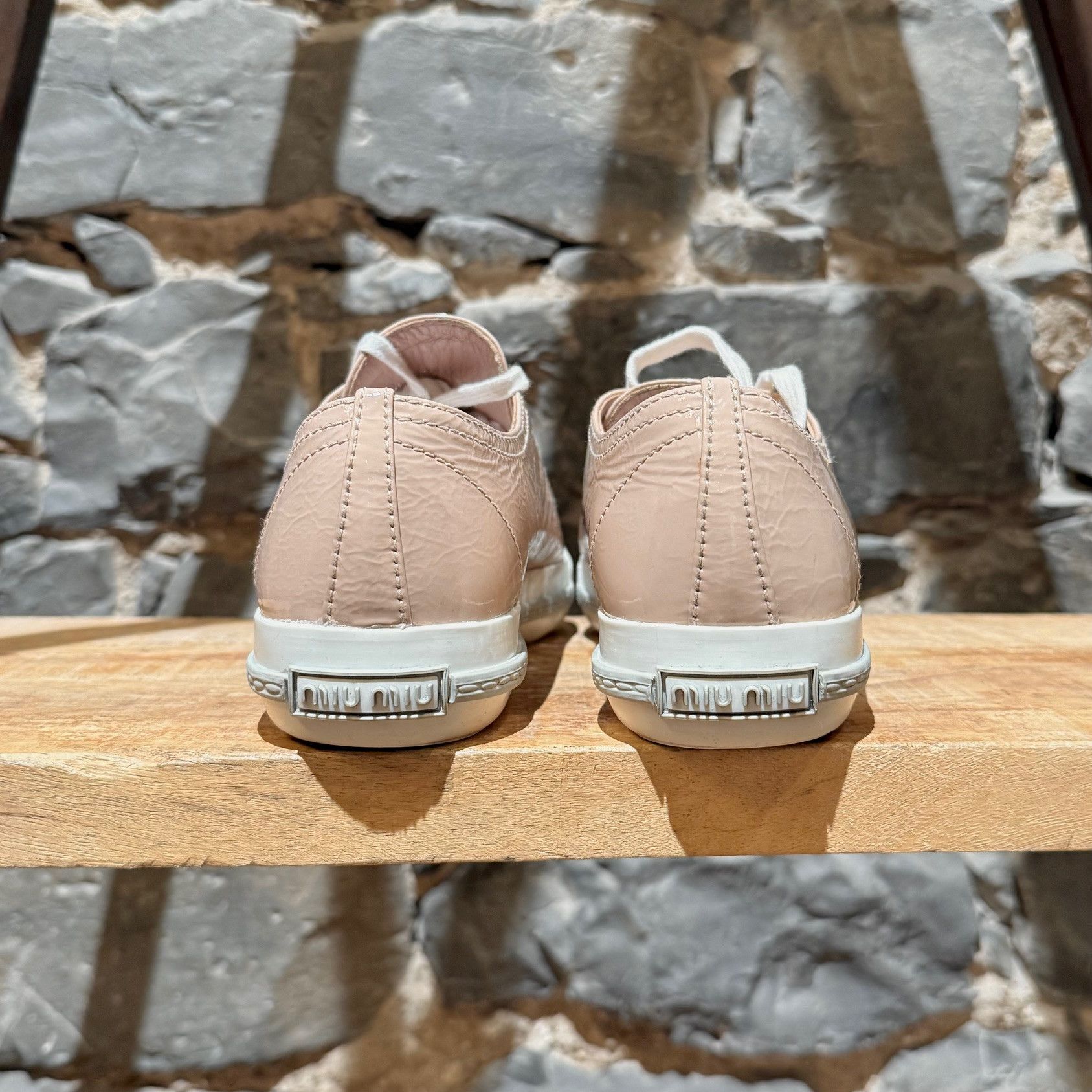 Miu Miu Miu Miu Nude Pink Patent Crystal Cap Top Sneakers Size US 8 / IT 38 - 5 Thumbnail