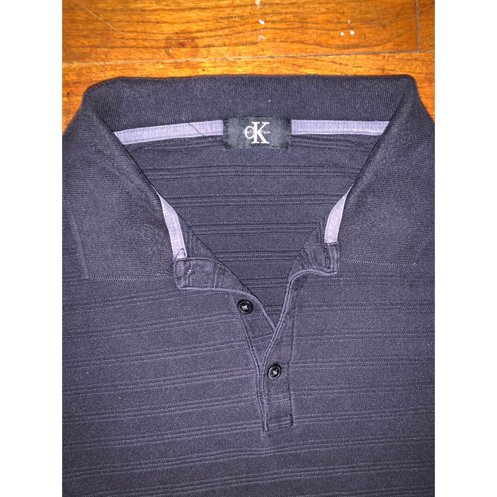 Calvin Klein Calvin Klein Slim Fit Polo Shirt Black Embossed Fabric Mens Size US L / EU 52-54 / 3 - 2 Thumbnail