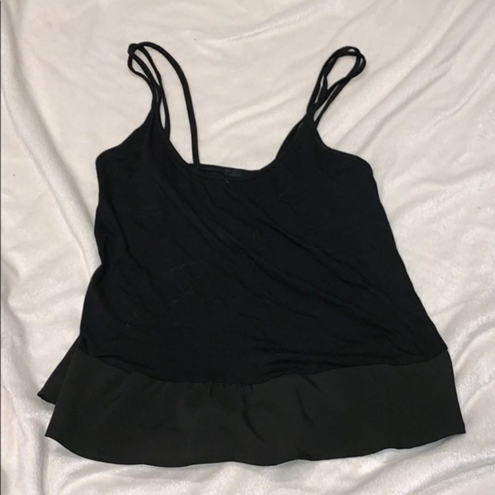 Asos ASOS Black Tank Top with Flutter Hem | Sz 4 Size S / US 4 / IT 40 - 2 Thumbnail